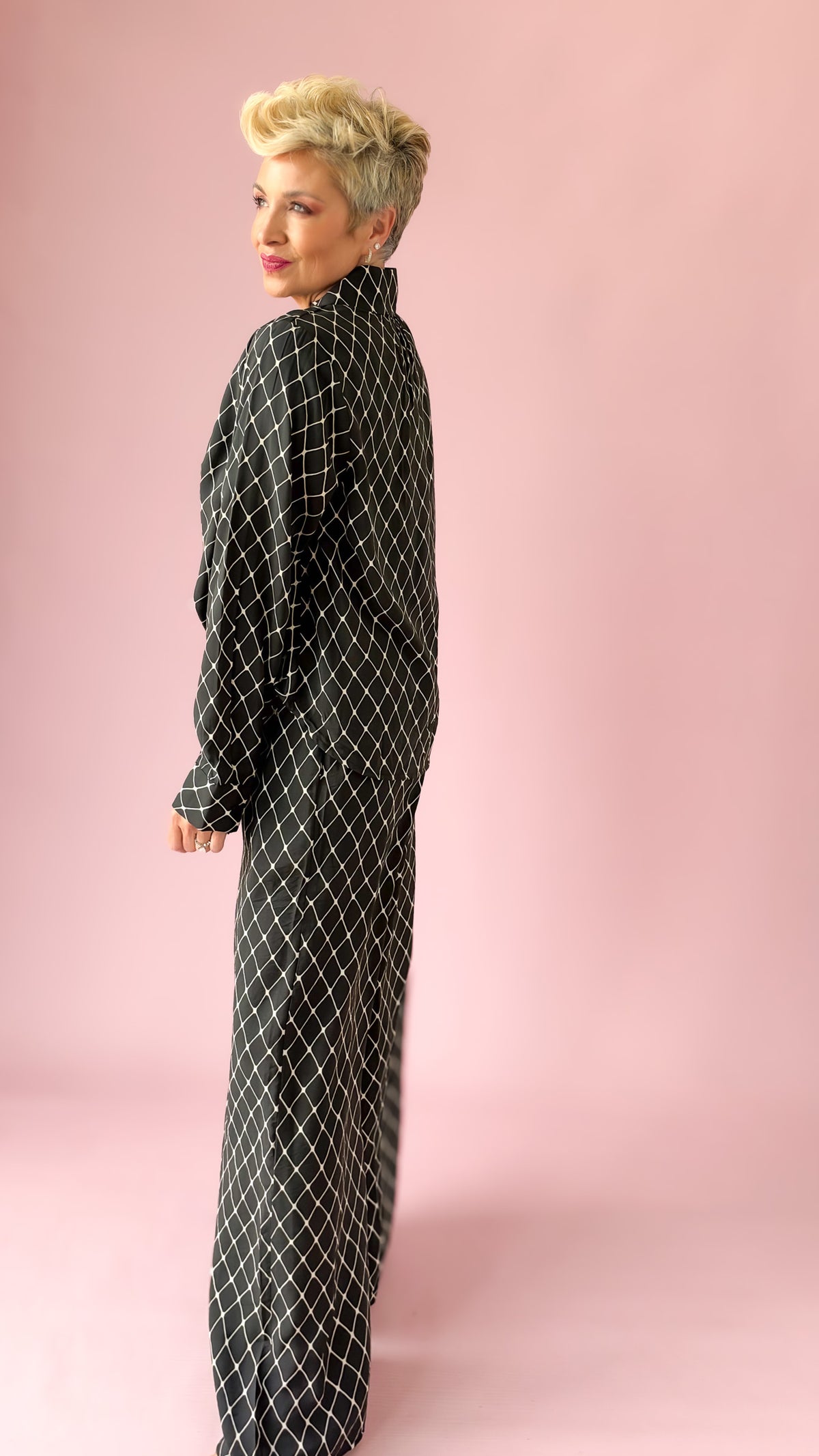 Lattice Long Lounge Pant/Black