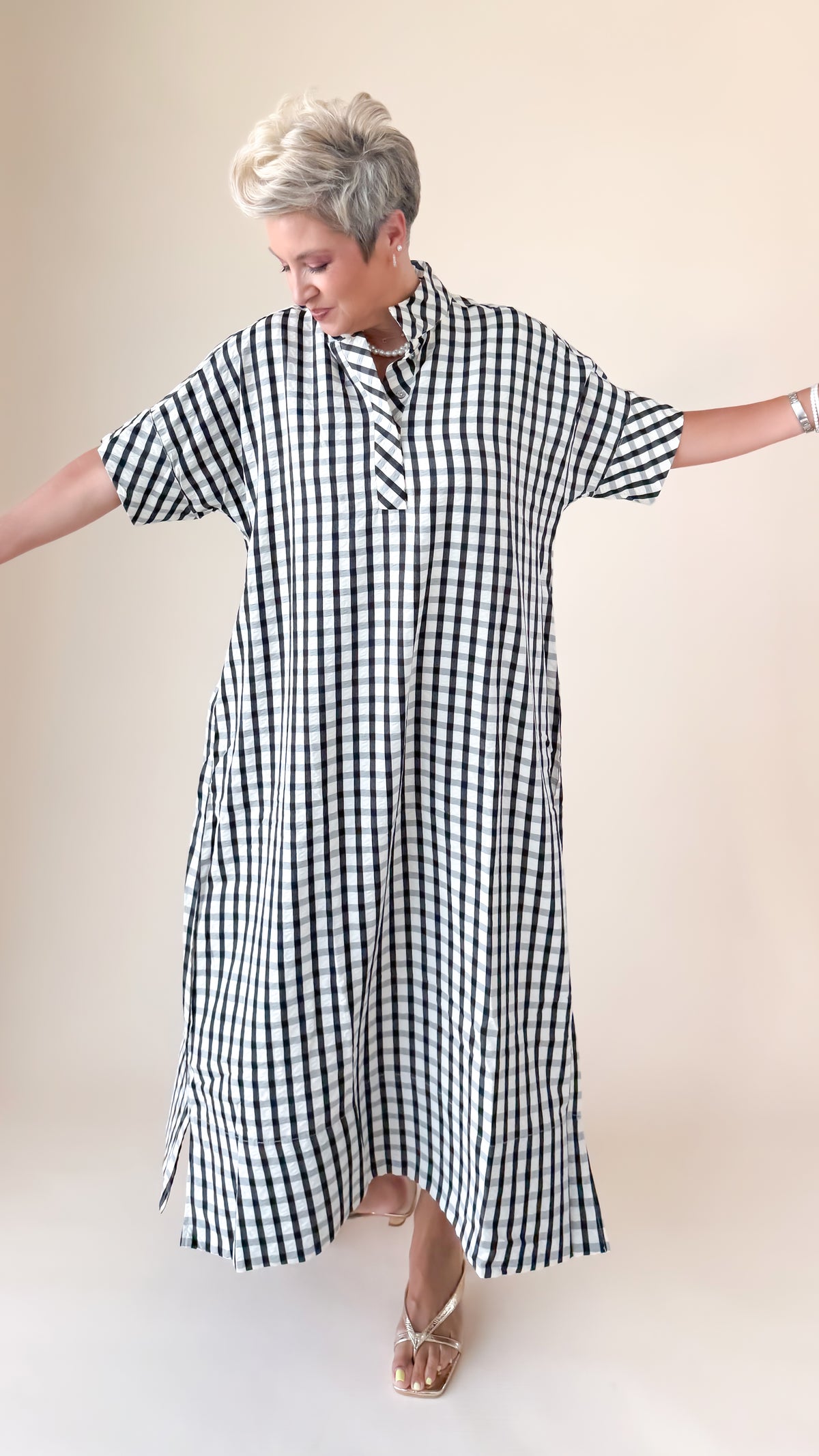 Gingham Maxi Dress/Black