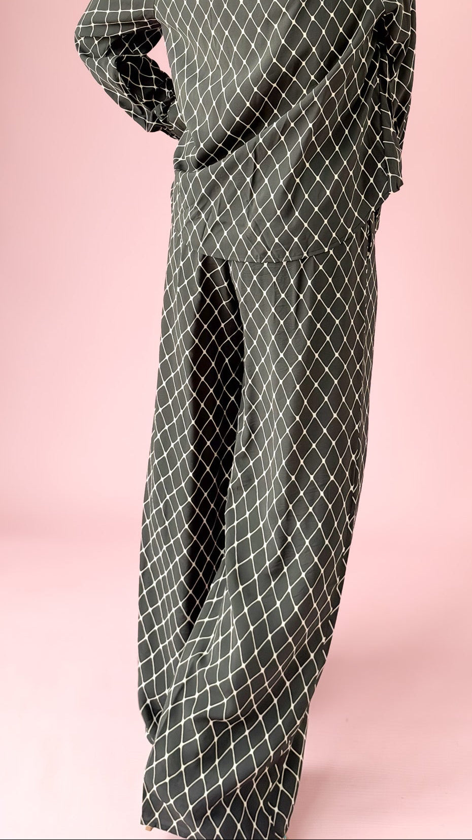 Lattice Long Lounge Pant/Black