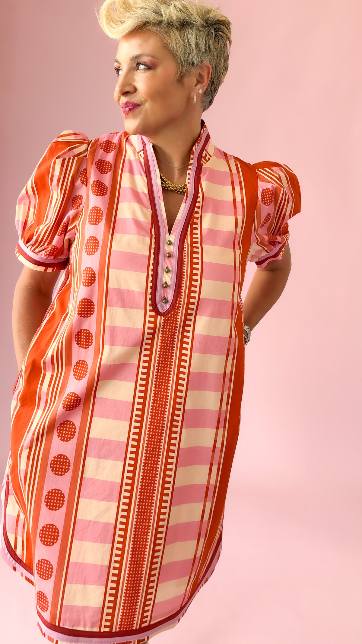 Piper Abstract Mini Dress/Pink