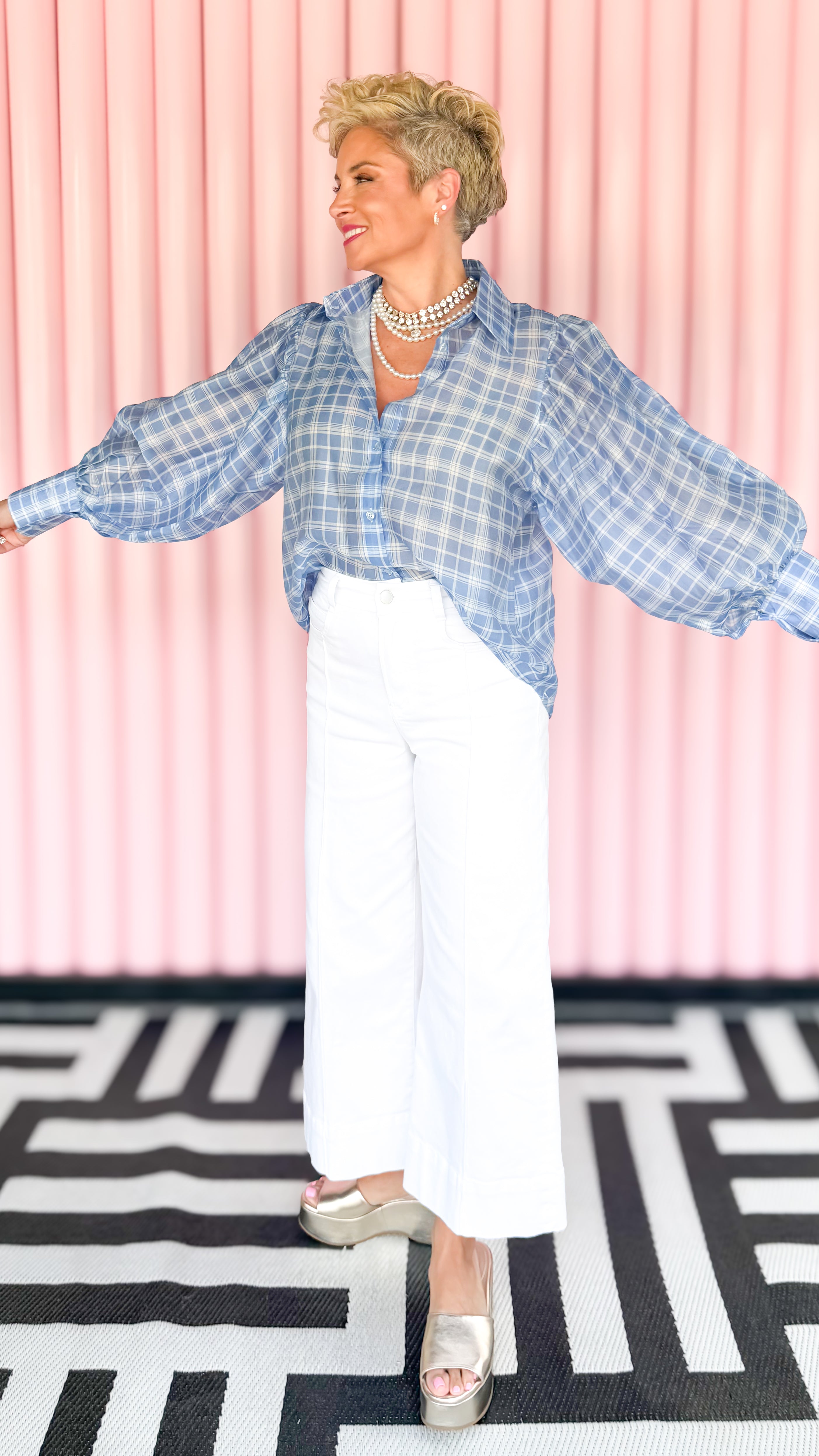 Bellissima Blouse/Blue Plaid