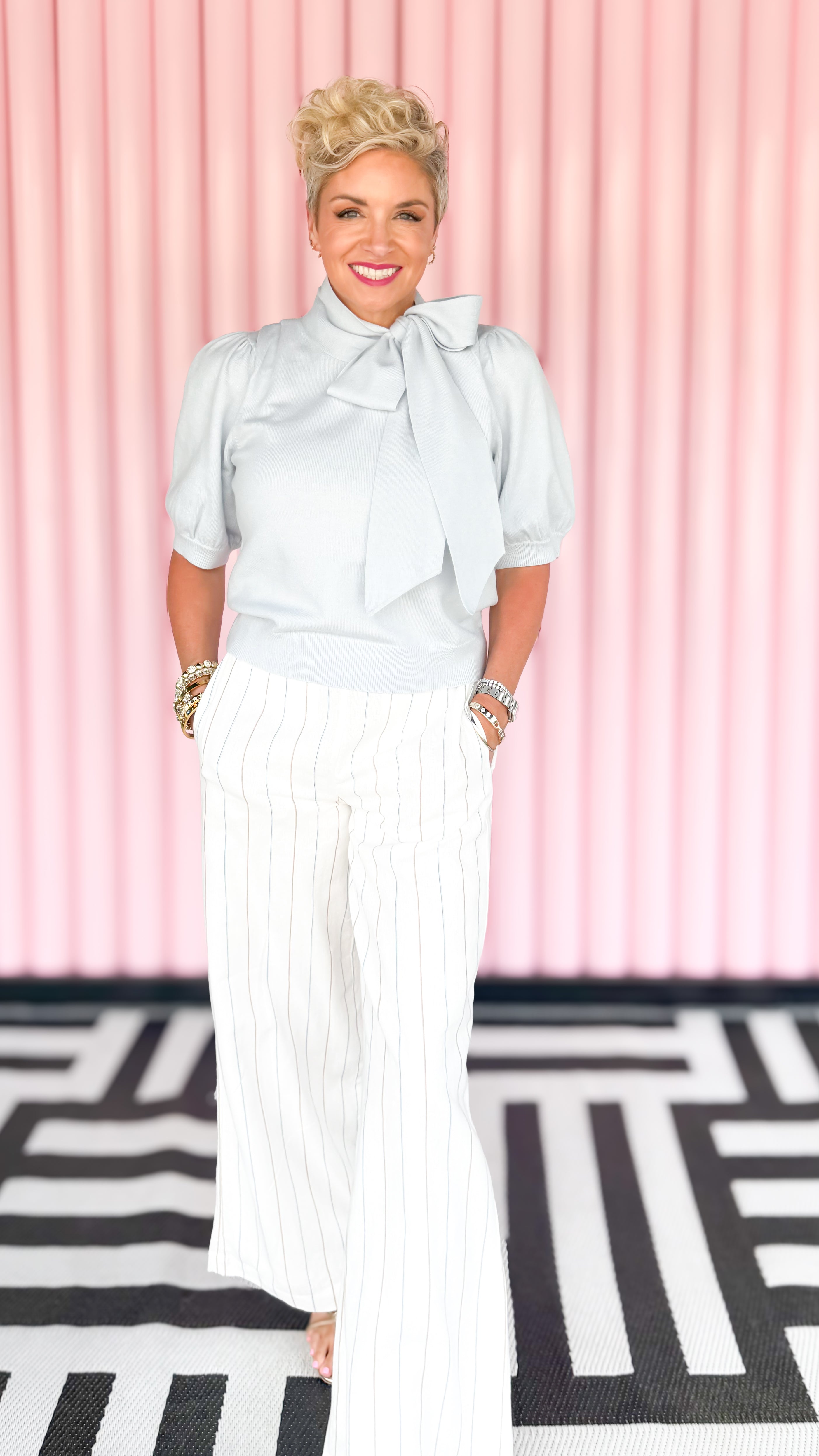 Pull On Wide Leg Woven Pant/Cream