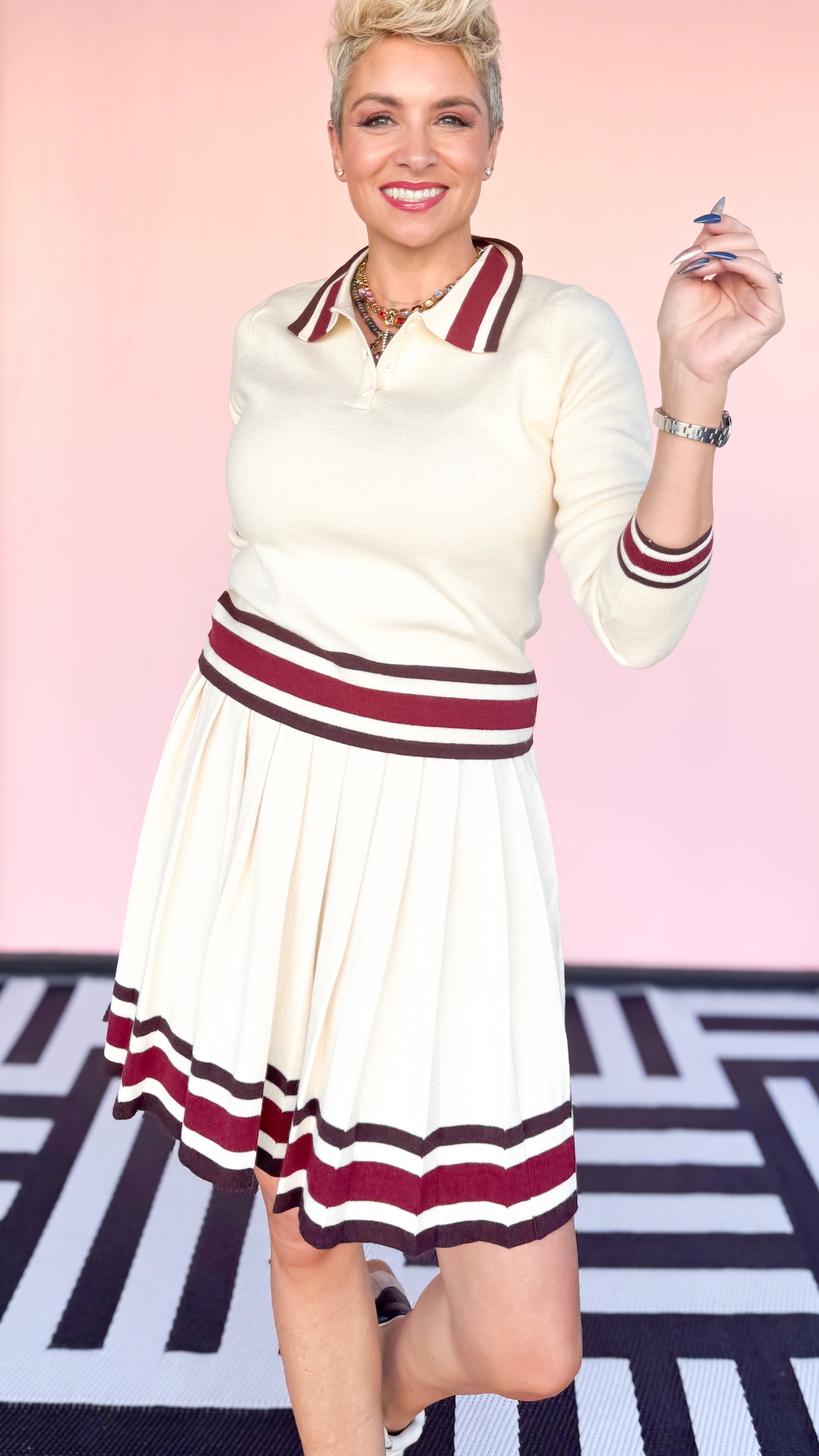 Pleated Sweater Mini Skirt/Cream - The BLVD