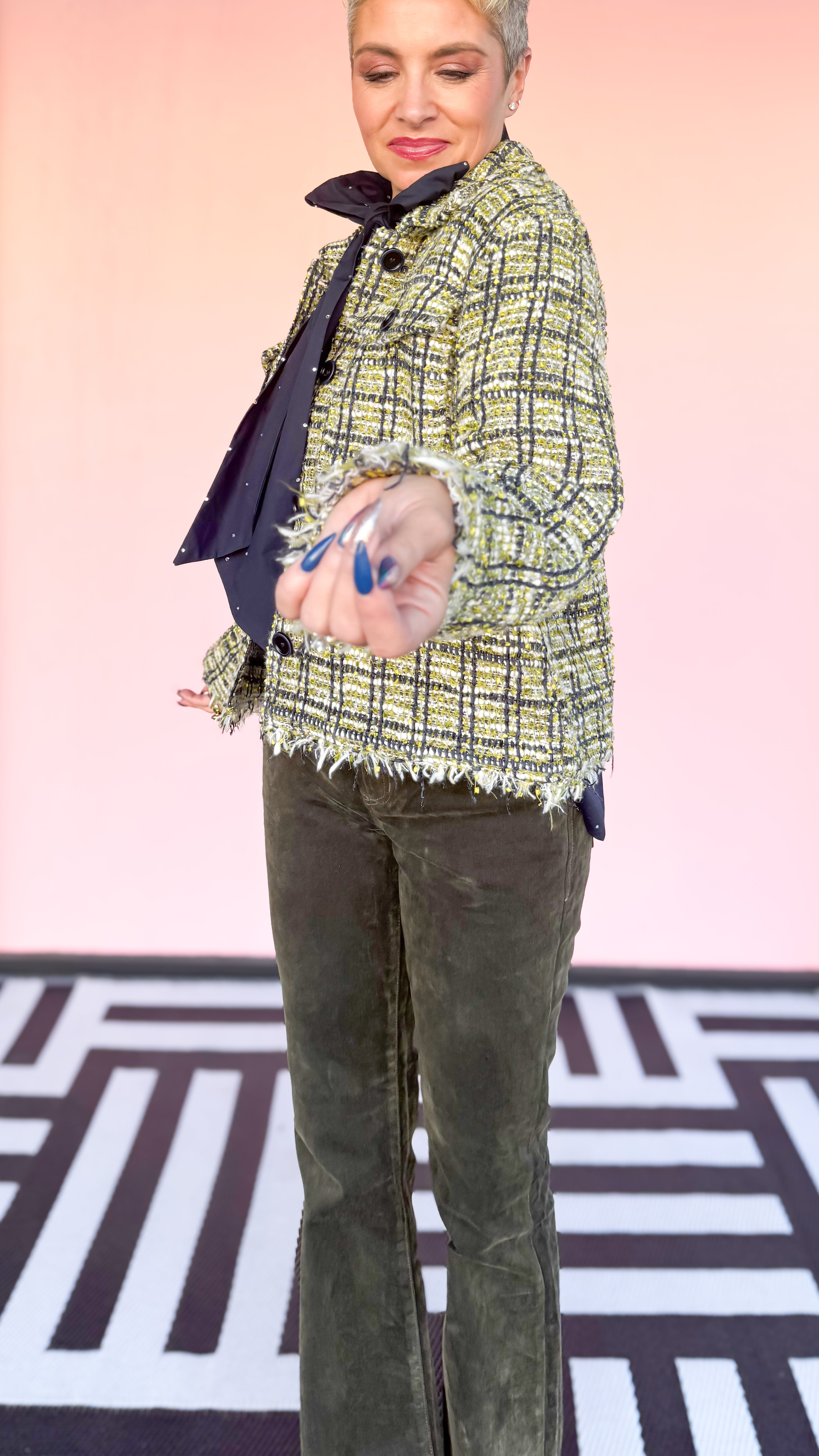 Green Plaid Boucle Jacket - The BLVD