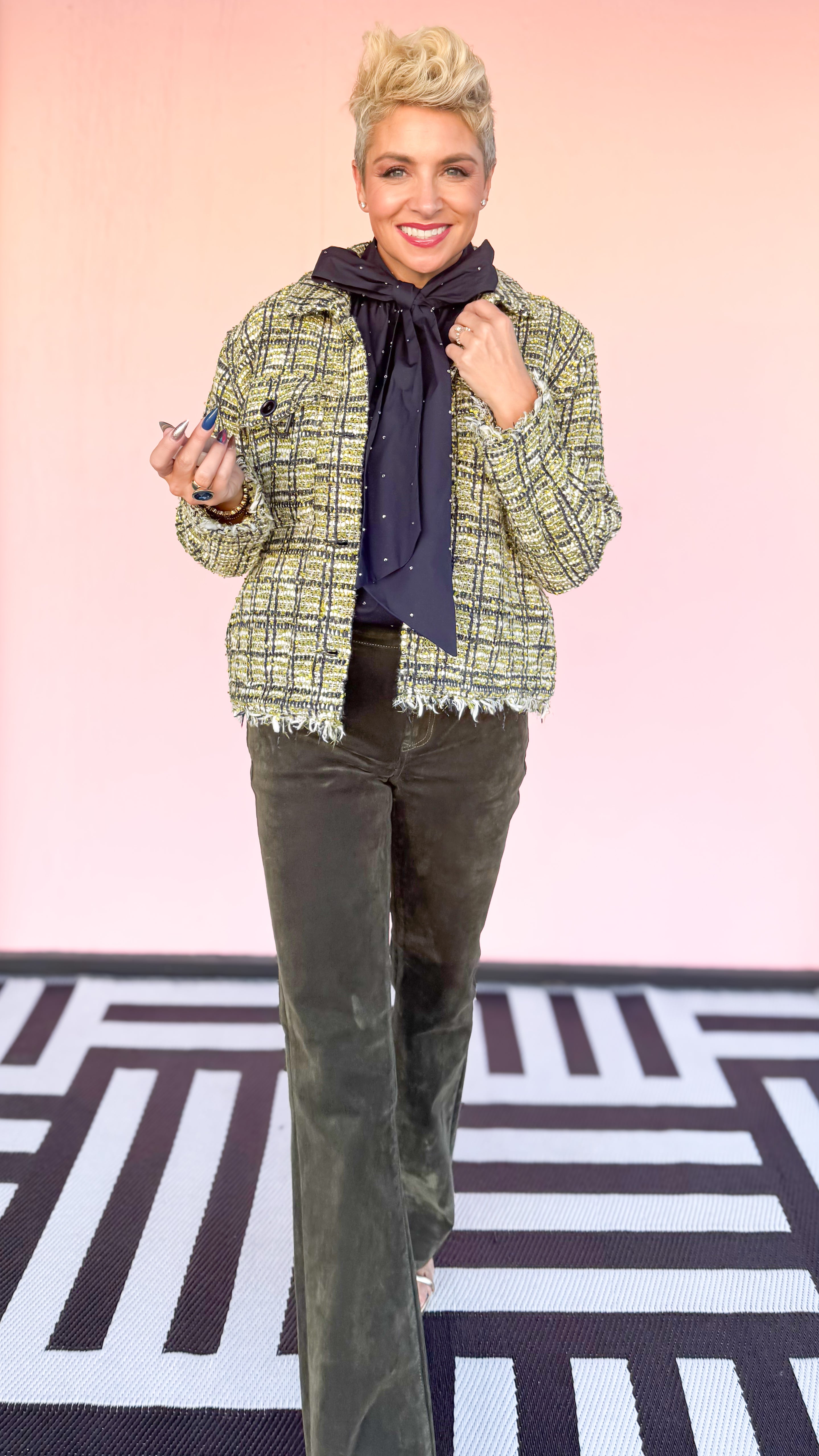 Green Plaid Boucle Jacket - The BLVD