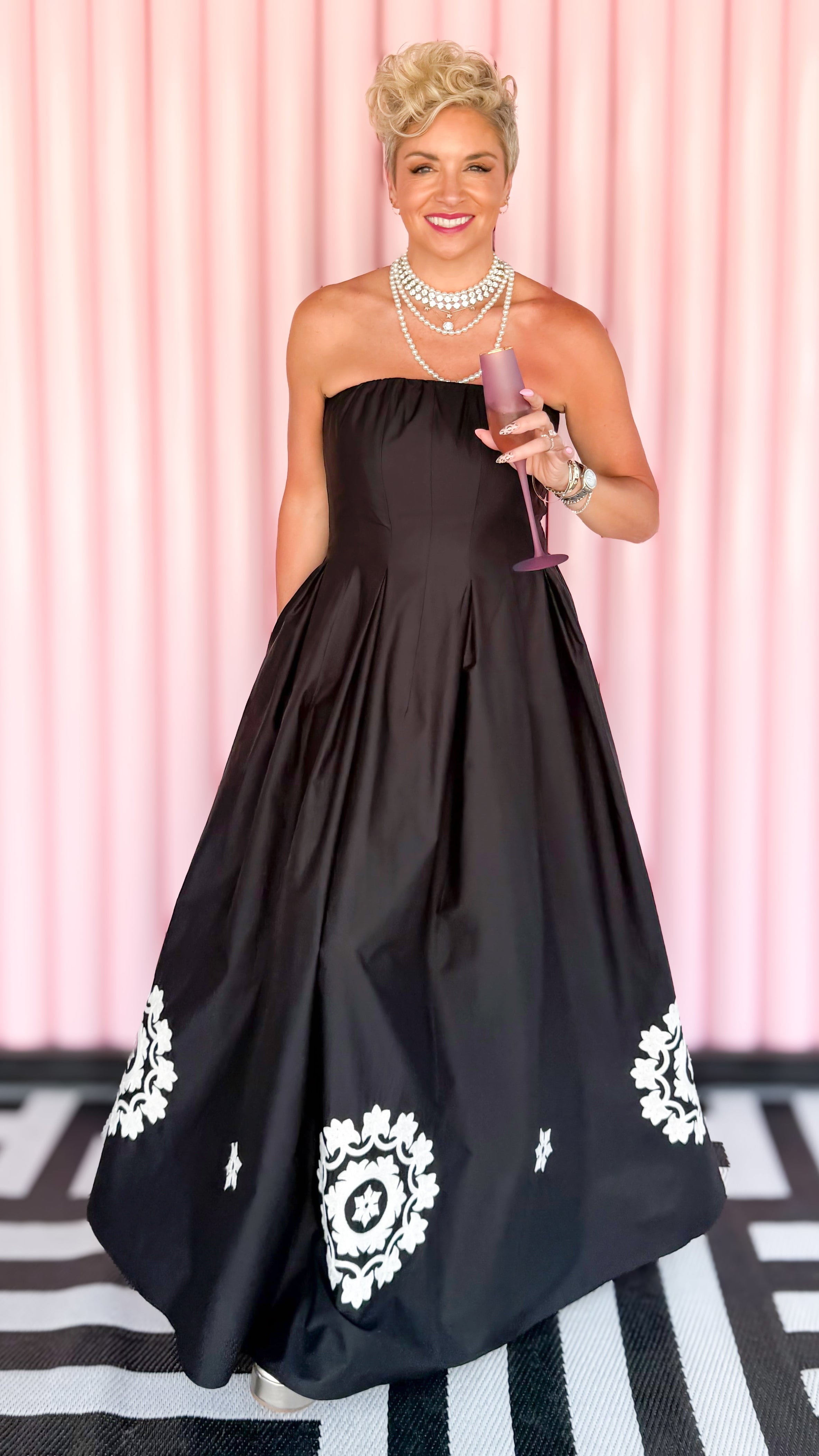 black floral strapless dress FINAL SALE