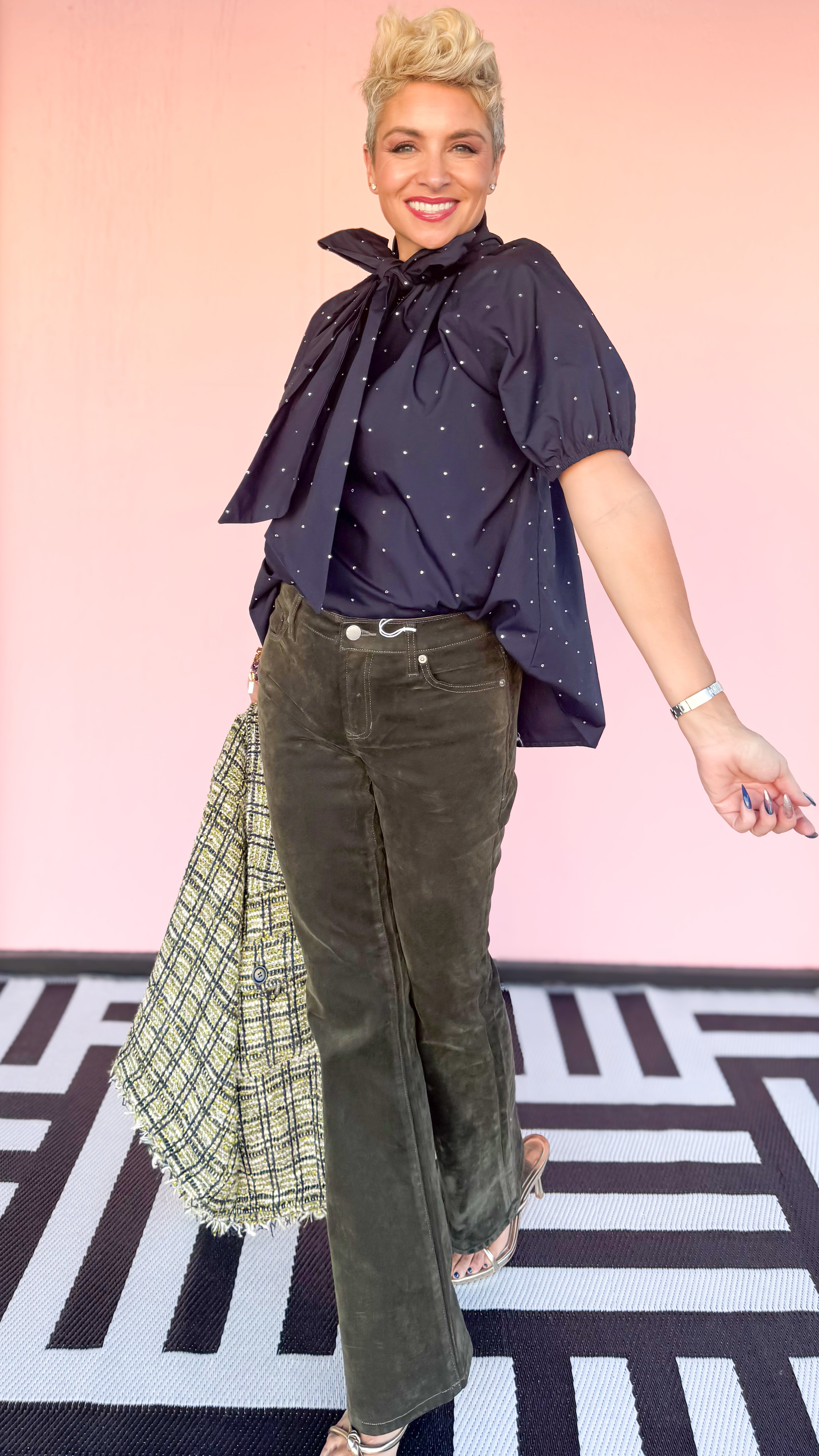 Ryan Bow Sparkle Top/Navy - The BLVD