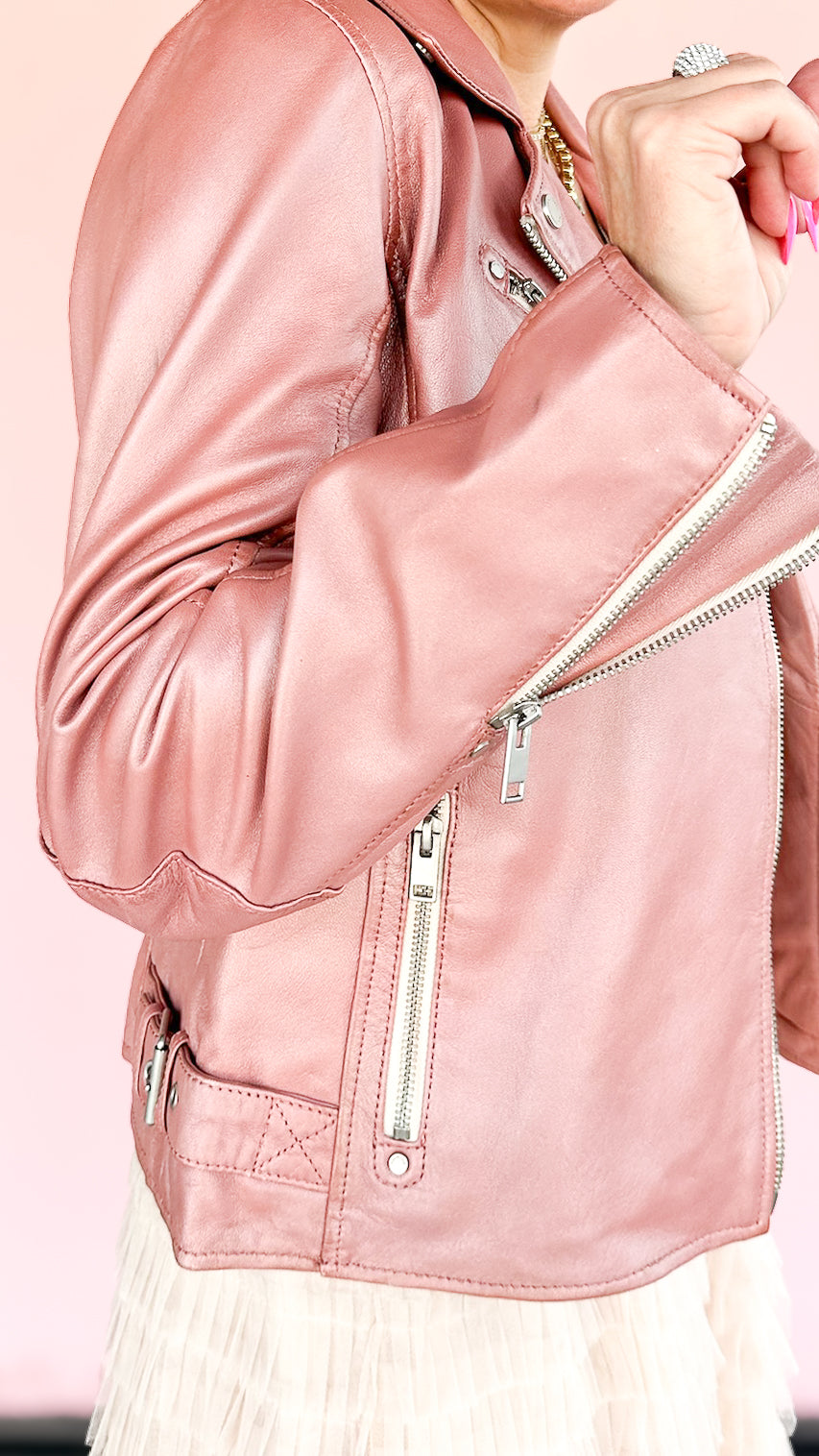 Sofia Leather Jacket/Rose Metallic