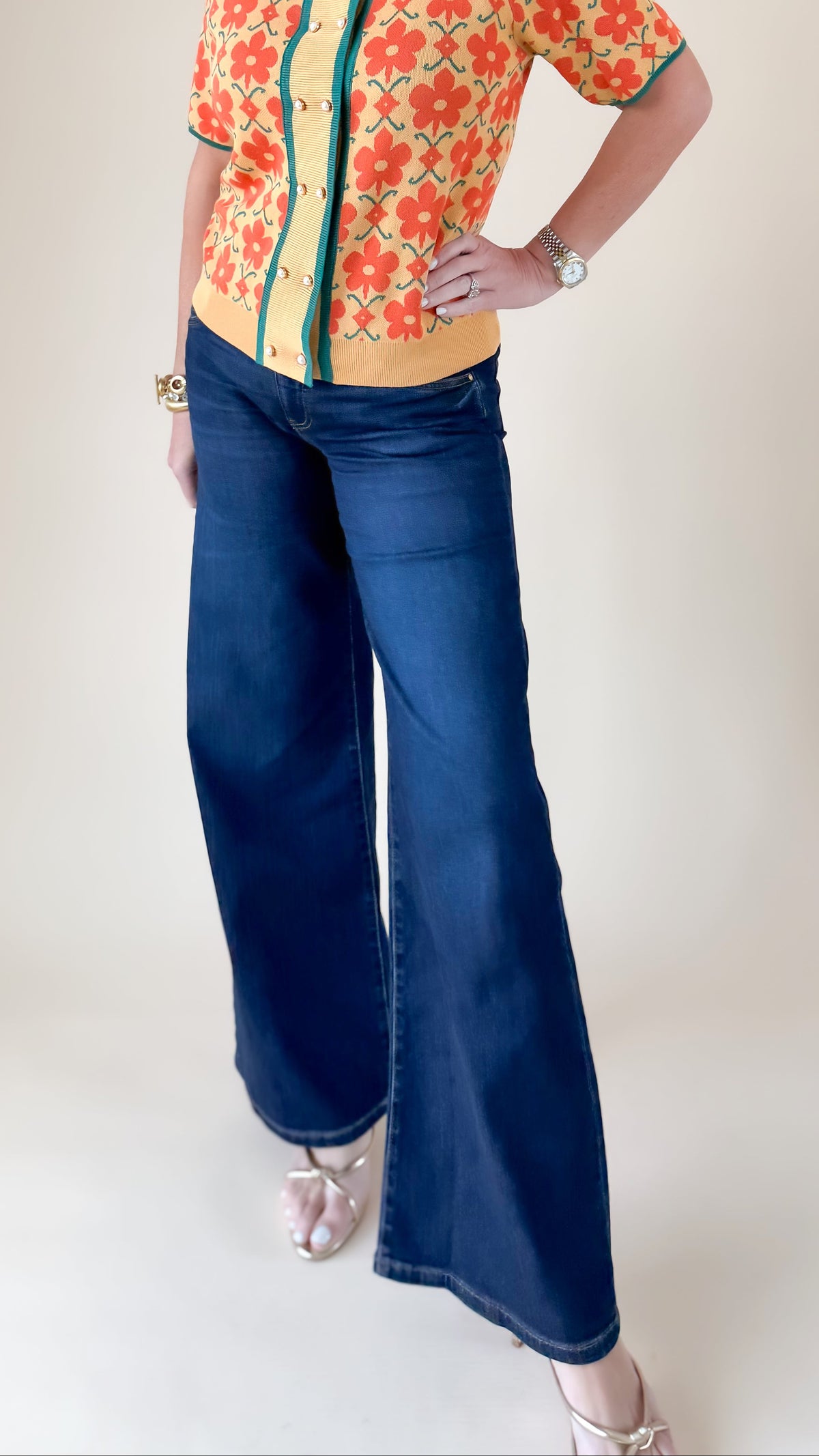 Maya High Rise Fab Ab Wide Leg Jean