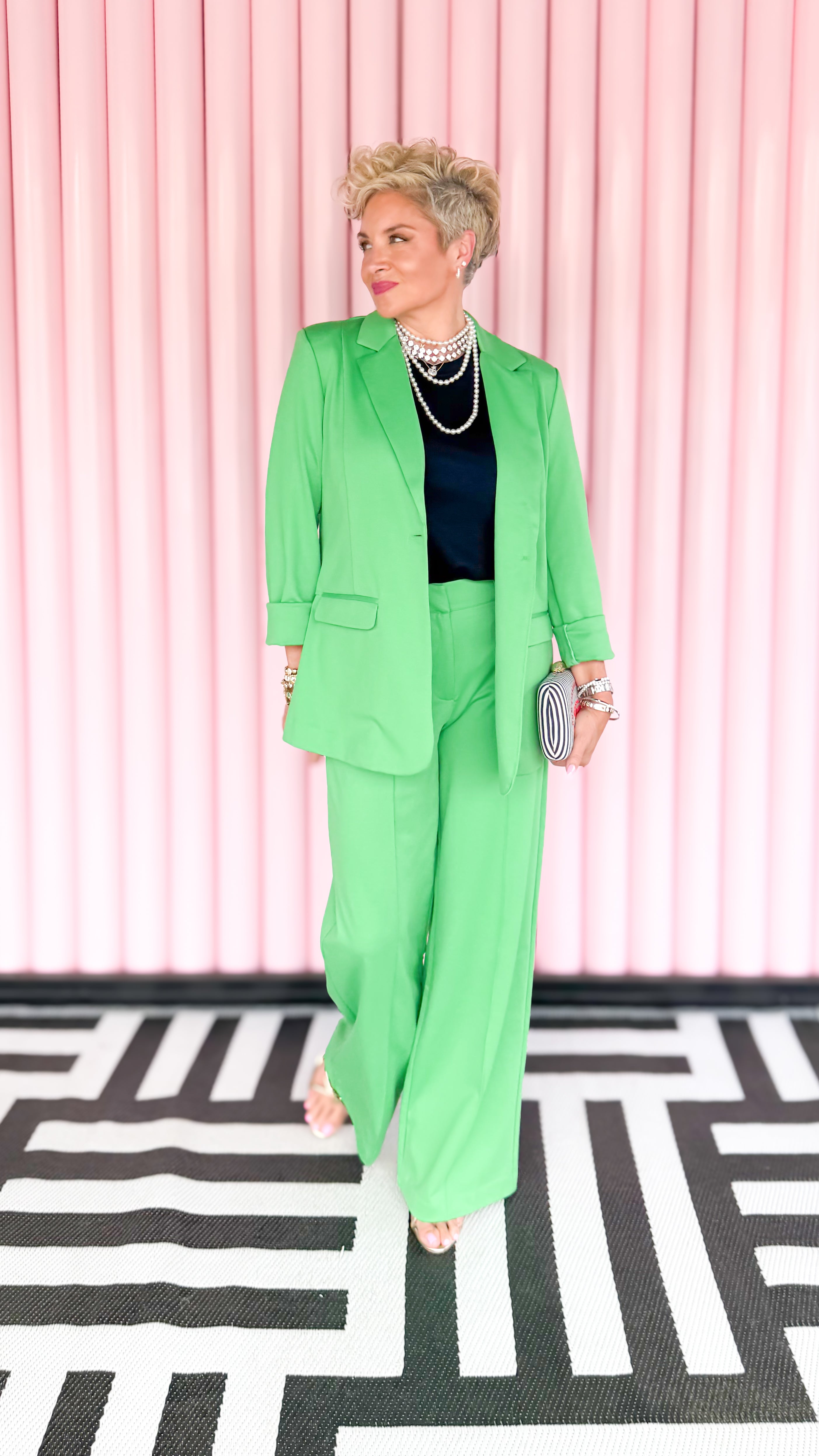 Knit Trouser with Center Pintuck/Green