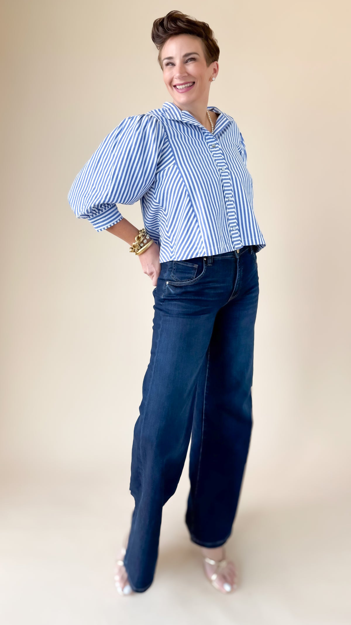 Maya High Rise Fab Ab Wide Leg Jean