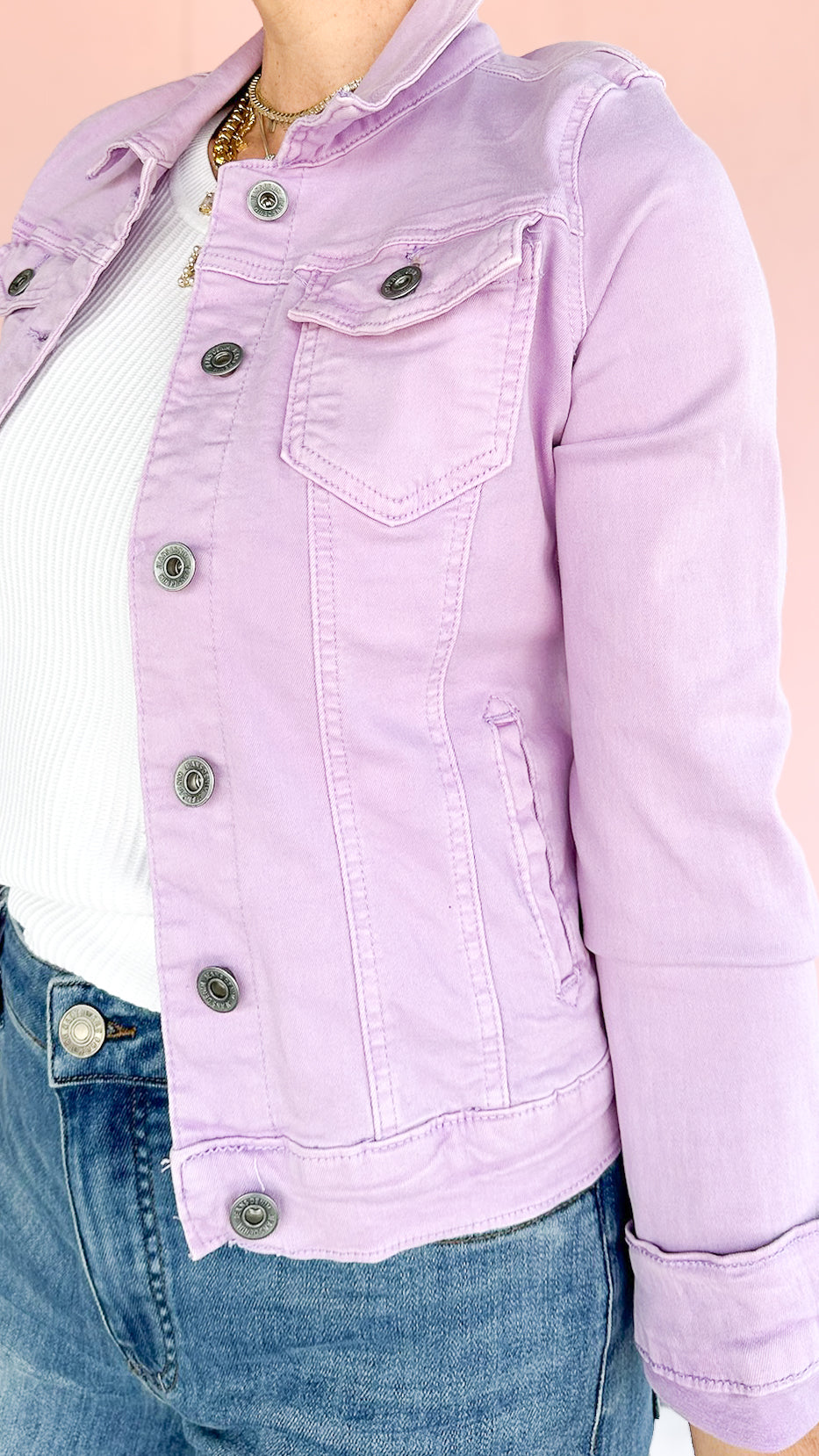 Lilac Slim Denim Trucker Jacket