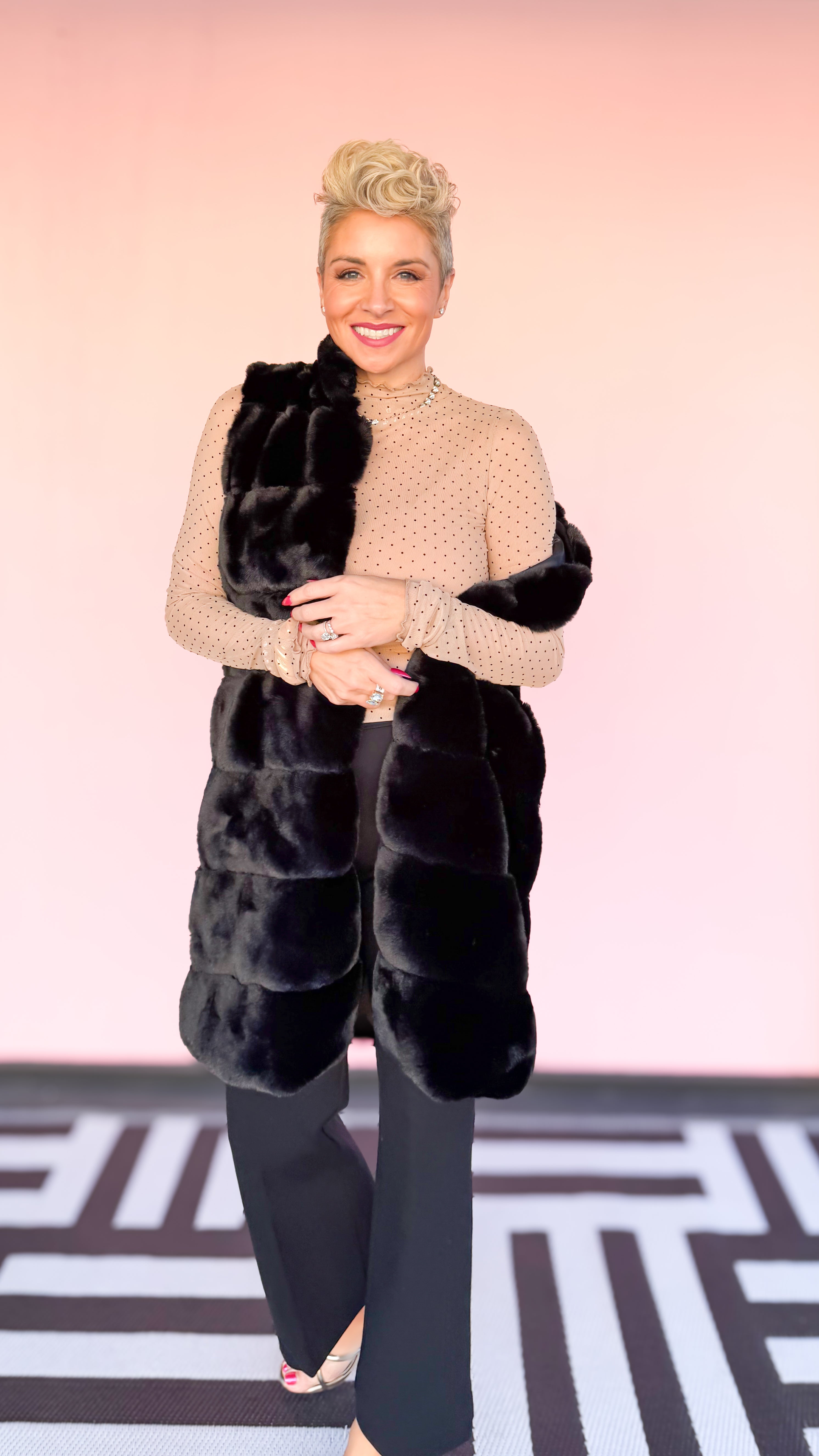 Nude Polka Dot Mesh Top