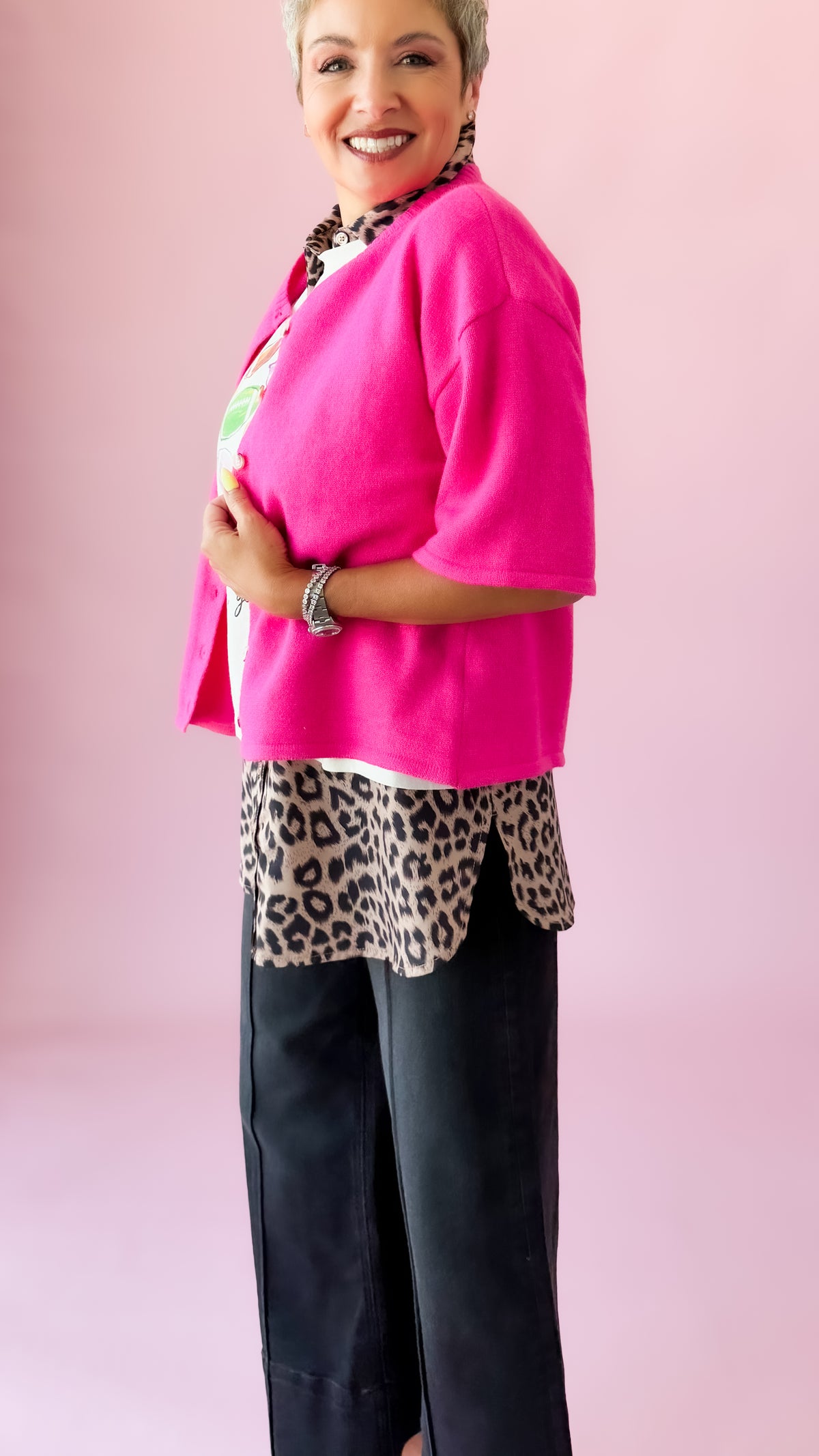 Fuchsia Knit Cardigan