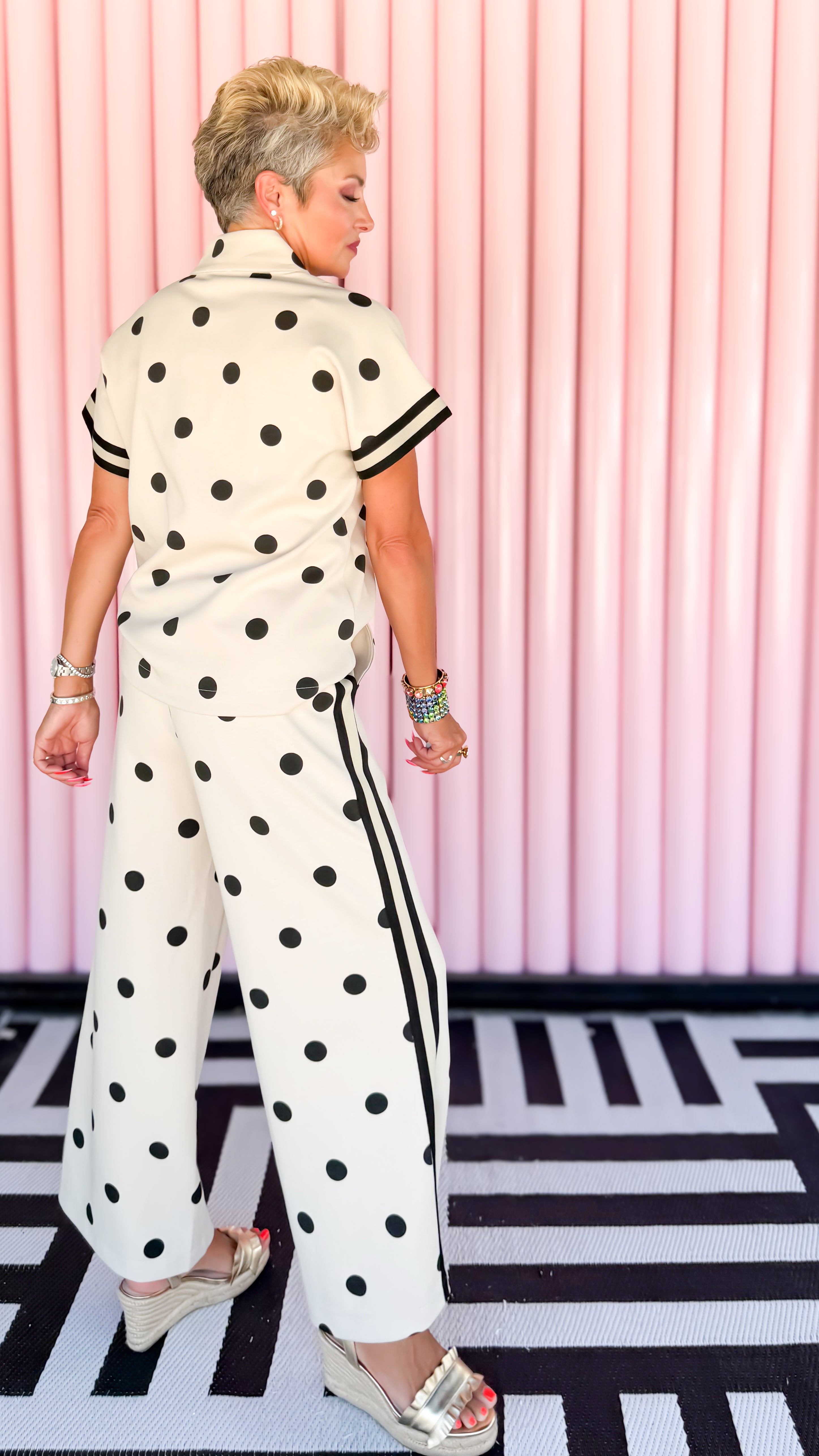Jenny Striped Dot Pants/Oatmeal