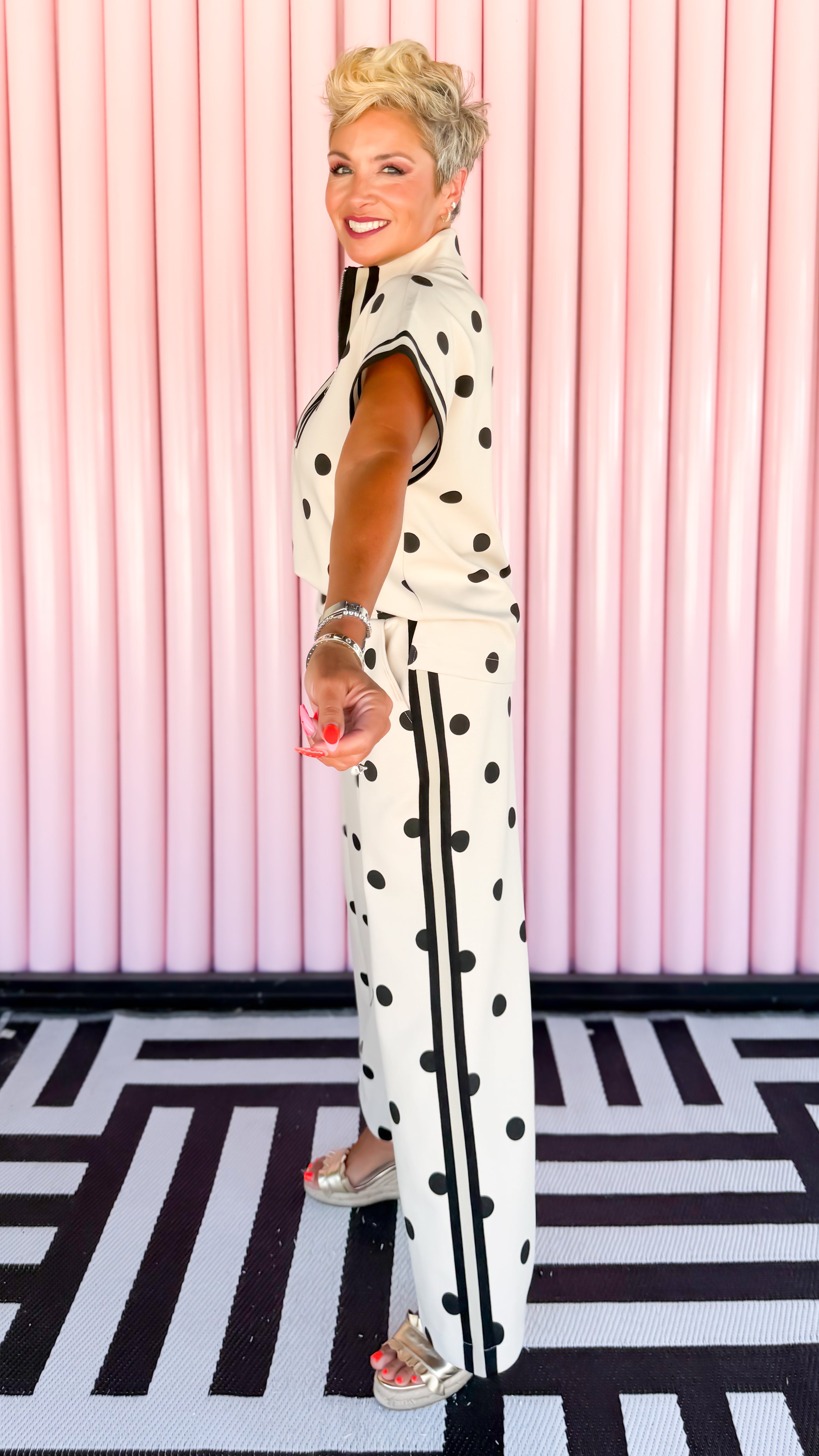 Jenny Striped Dot Pants/Oatmeal