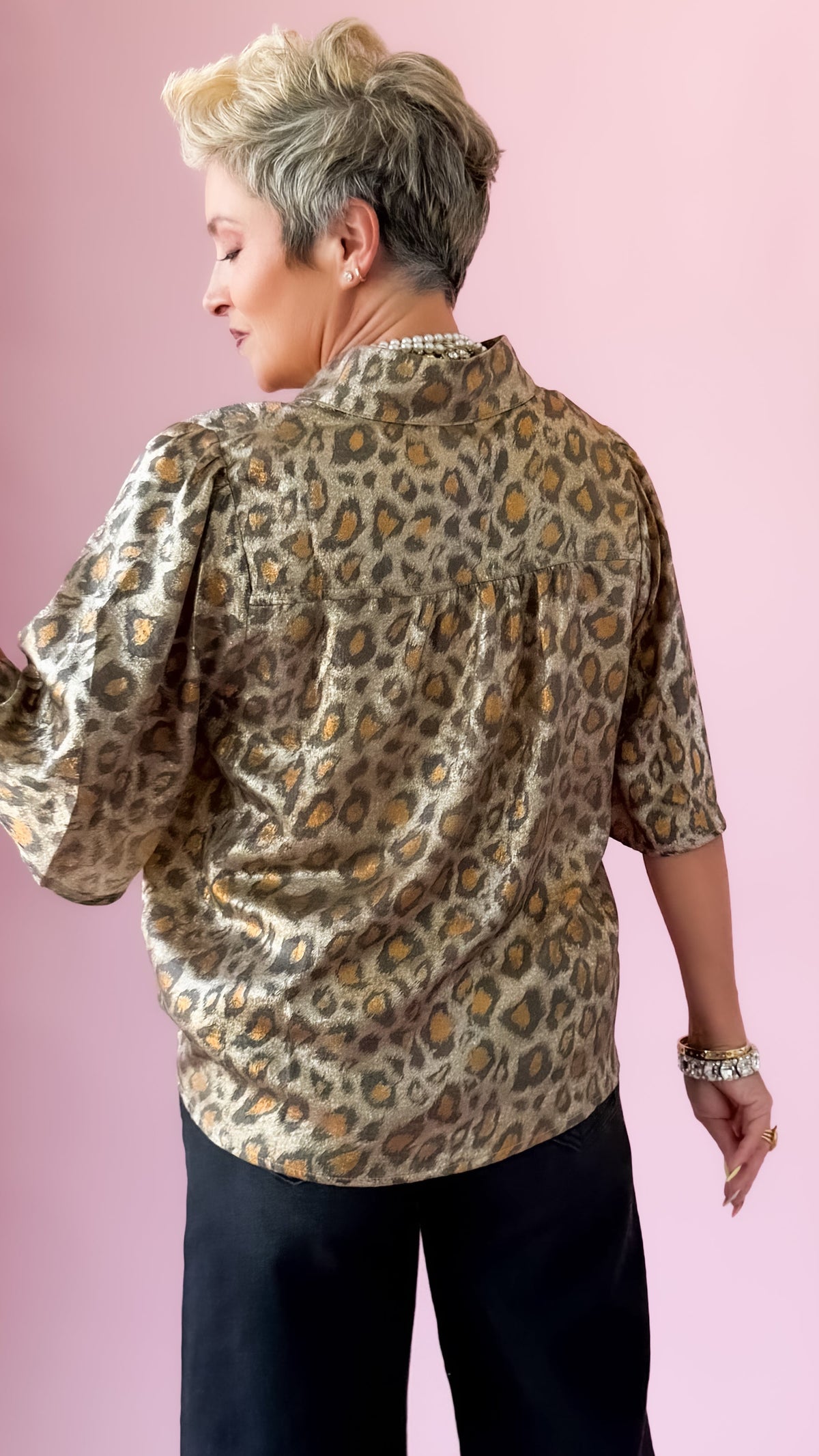 Nora Metallic Top/Leopard