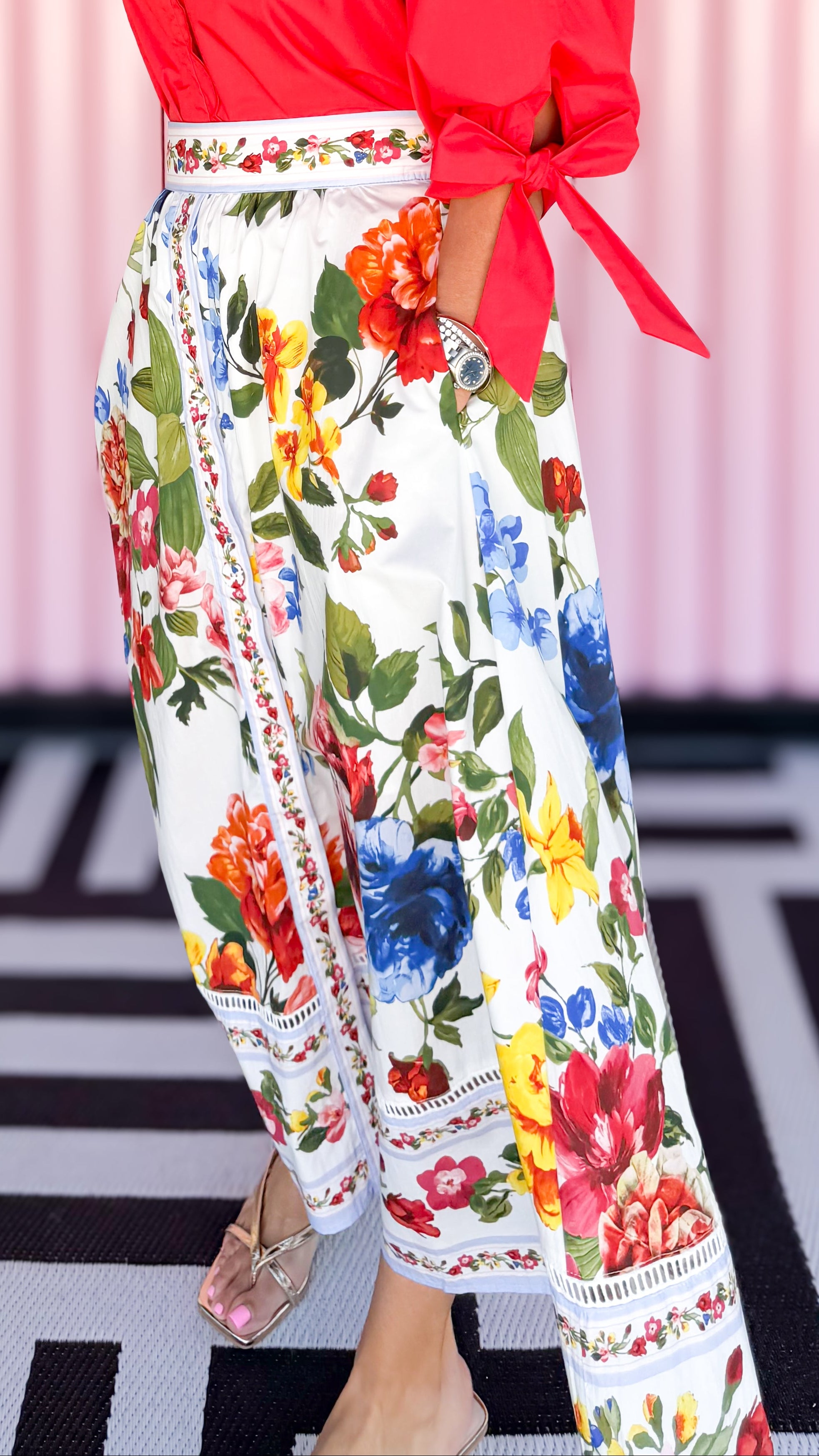 Floral Print Midi Skirt