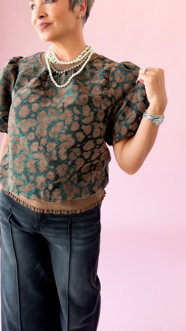 Roxie Bubble Top/Jade/Brown