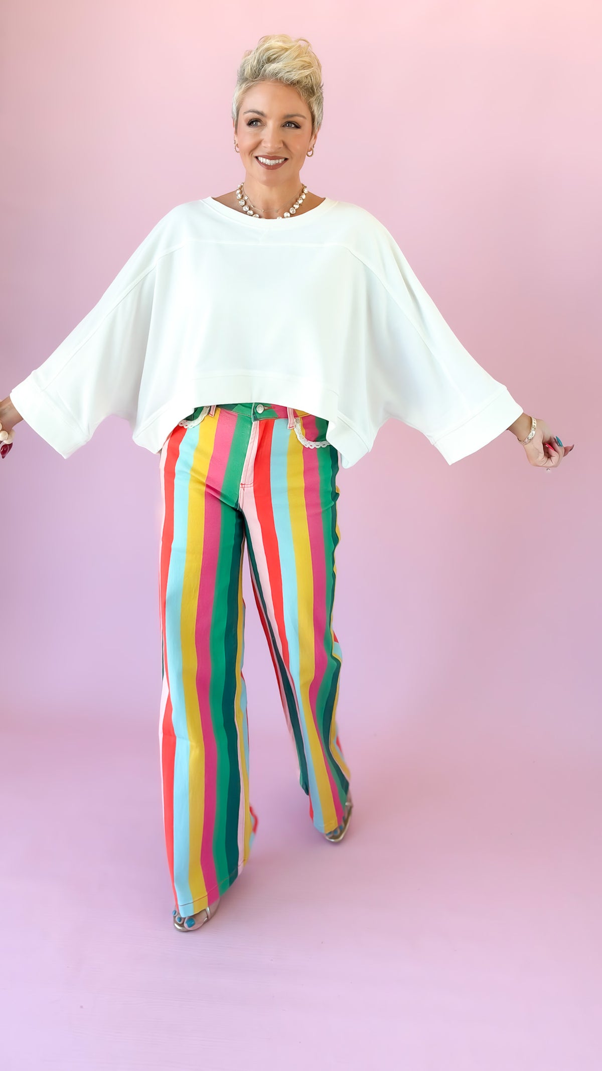 Dolman Sleeve Crop Top/Ivory