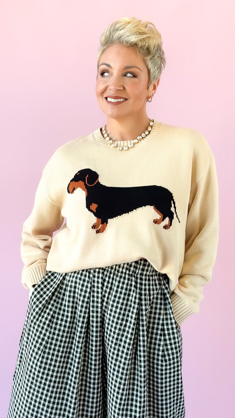Dachshund Knit Sweater/Cream