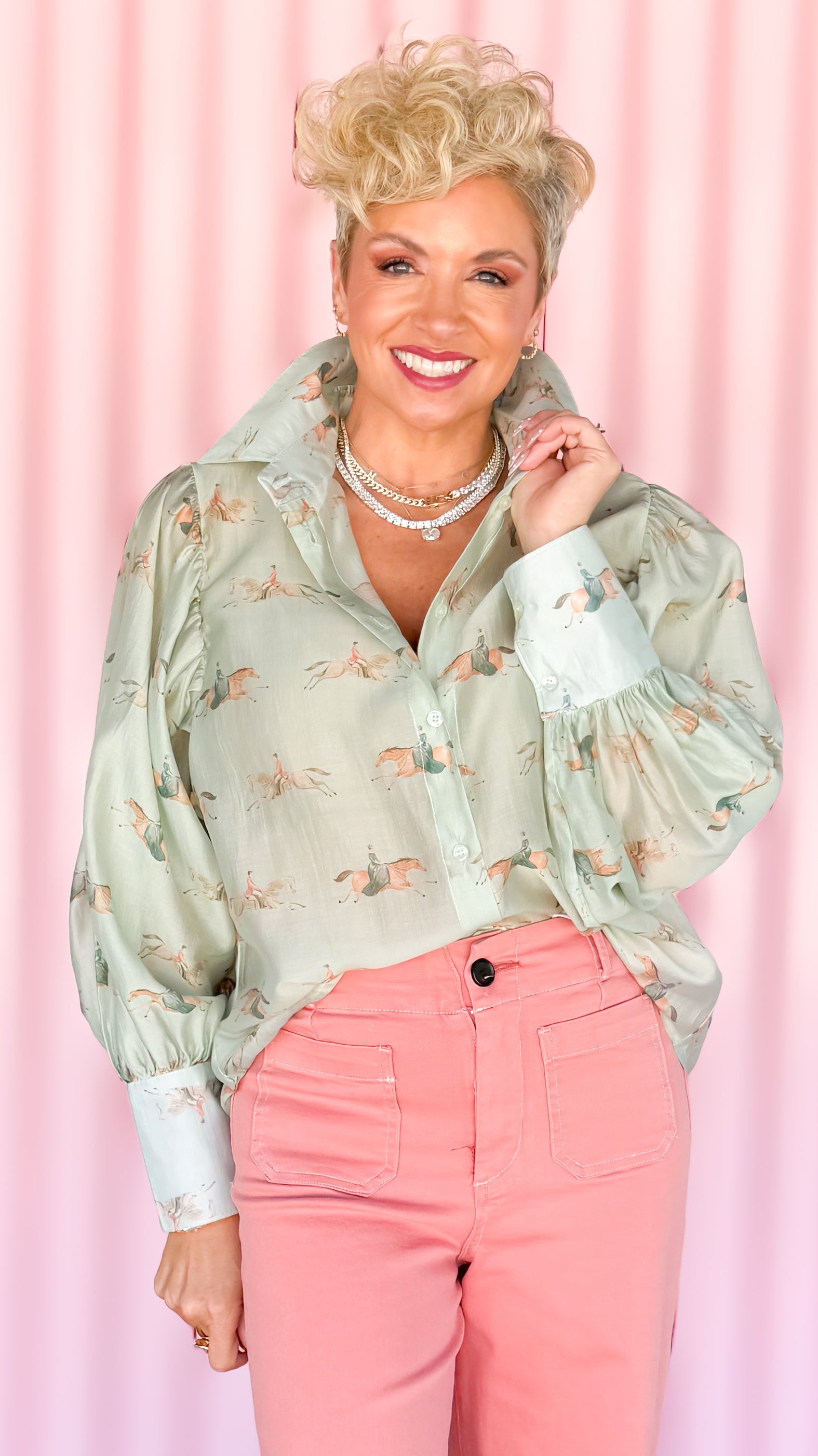 BELLISSIMA BLOUSE/GREEN PONY