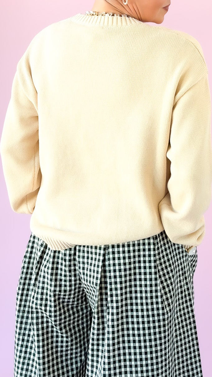 Dachshund Knit Sweater/Cream