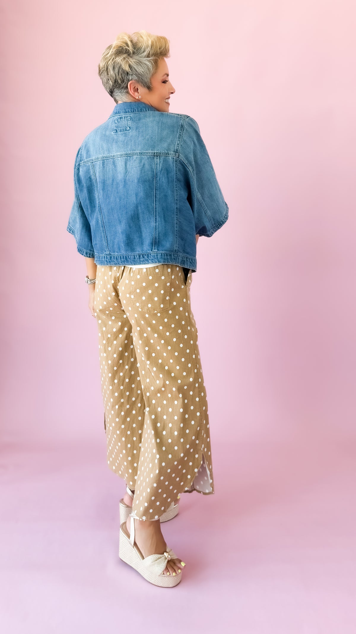 Polka Dot Tulip Pants/Camel
