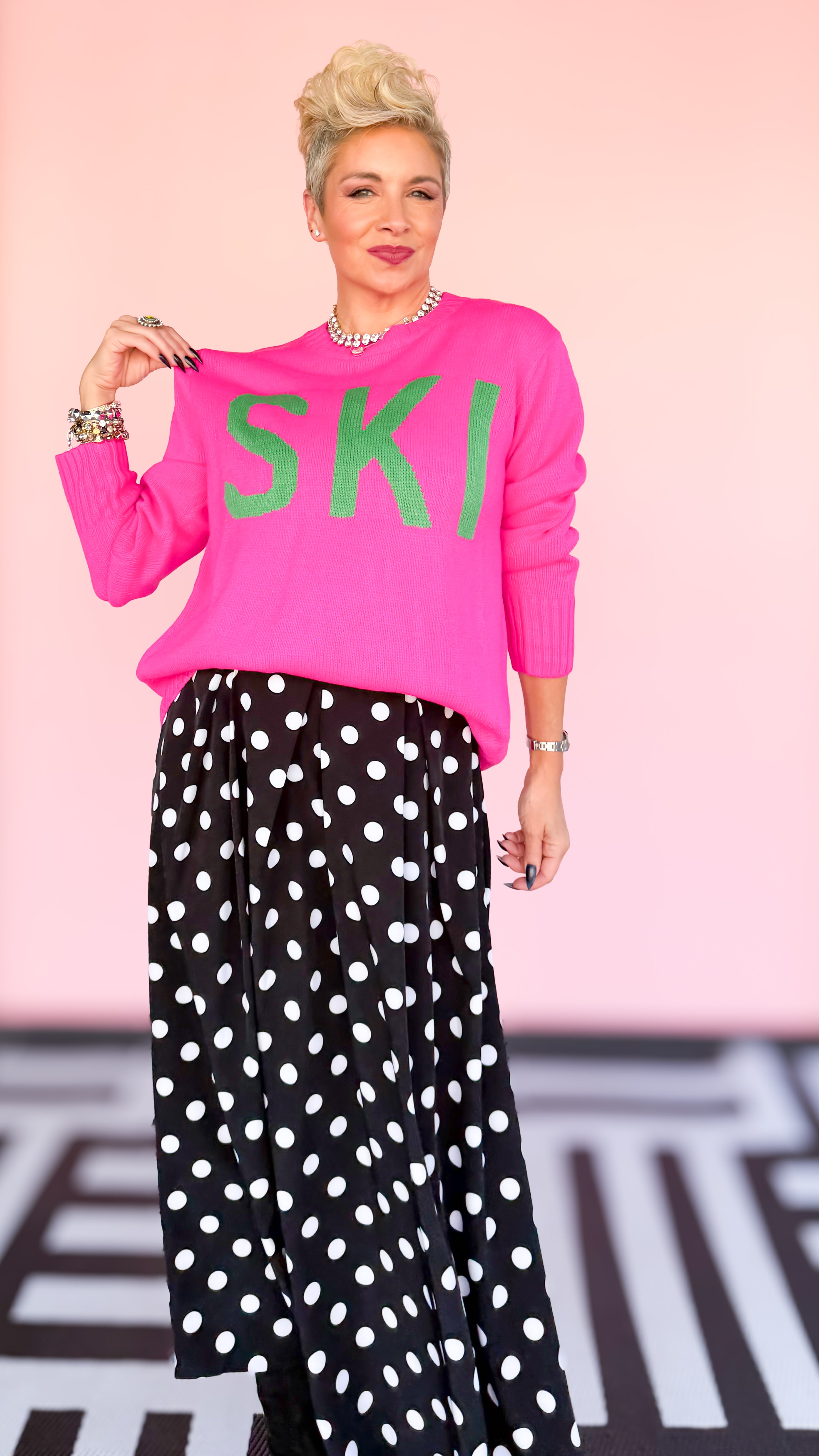 Hot Pink &Green SKI Sweater