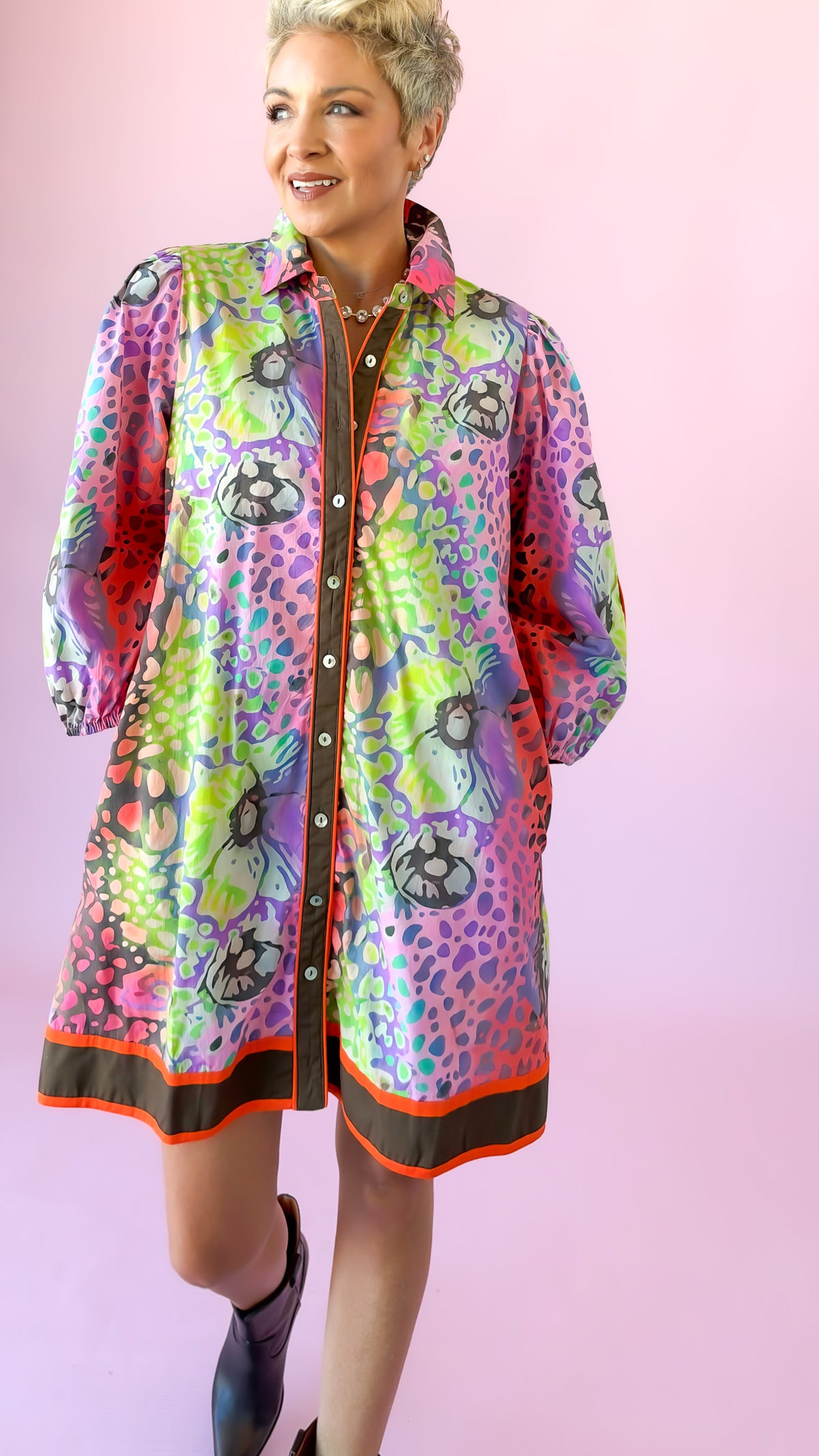 Leopard Color Wave Mini Dress