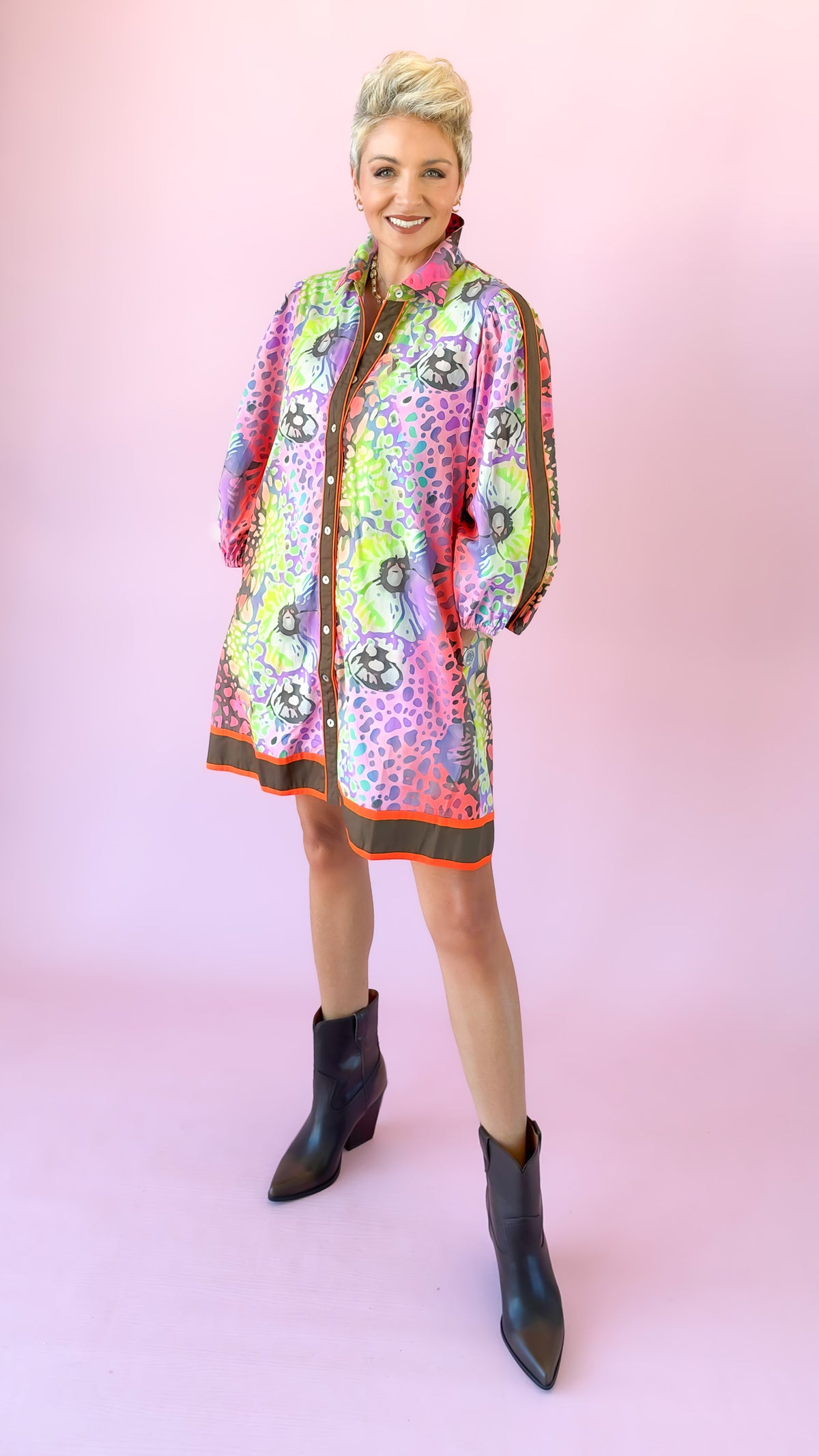 Leopard Color Wave Mini Dress