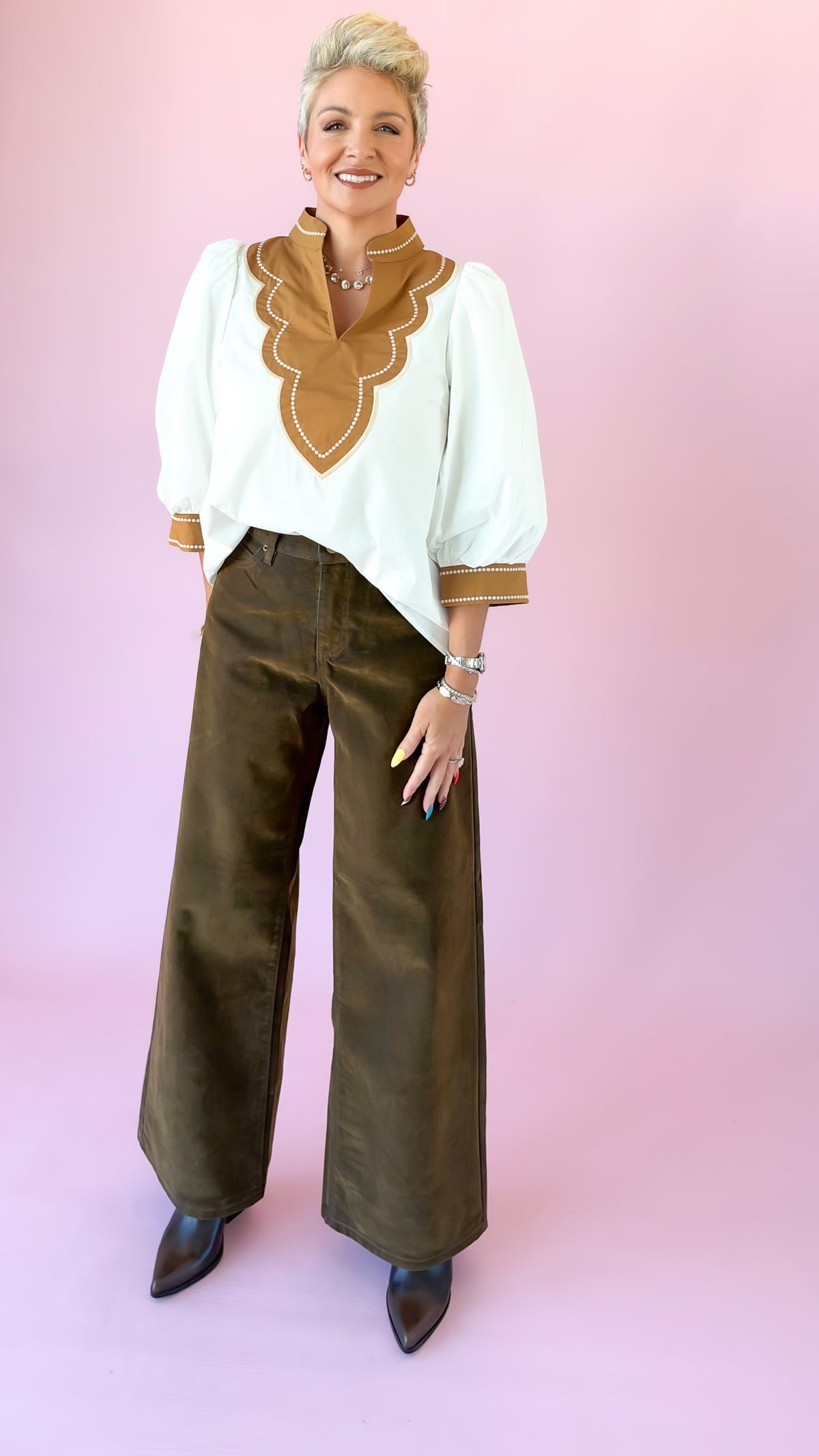Brown Velvet Wide Leg Jeans