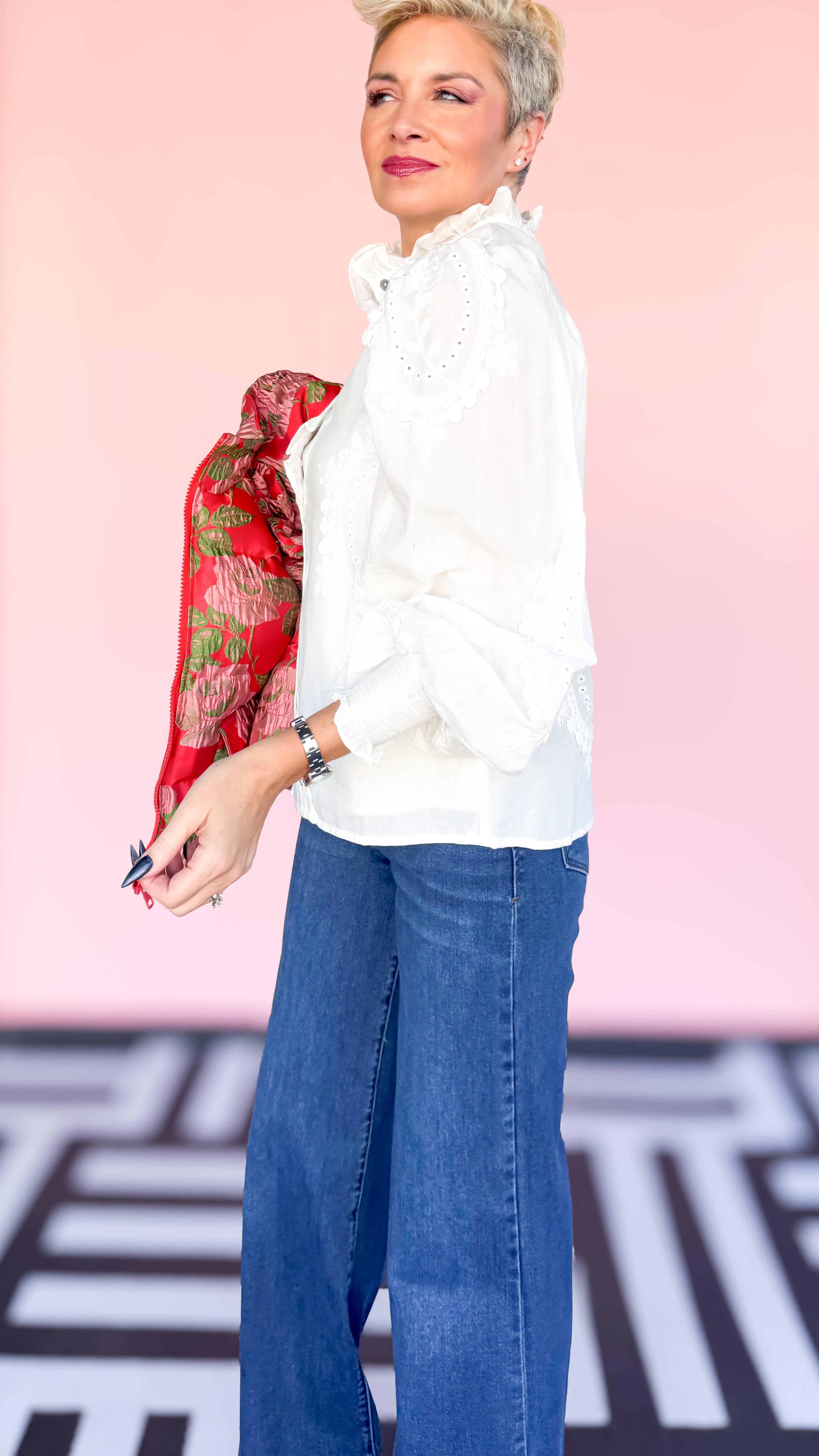 White on White Embroidered Blouse