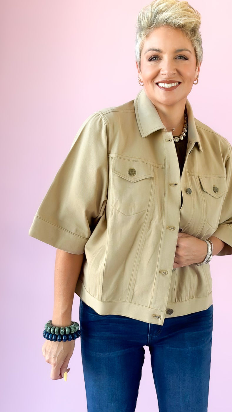 Oversized Twill Jacket/Taupe