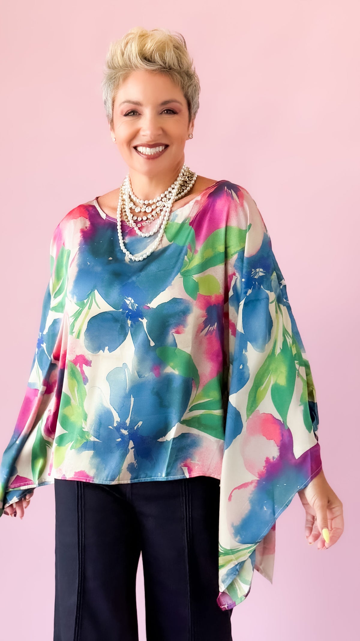 Floral Poncho/Lapis Bloom