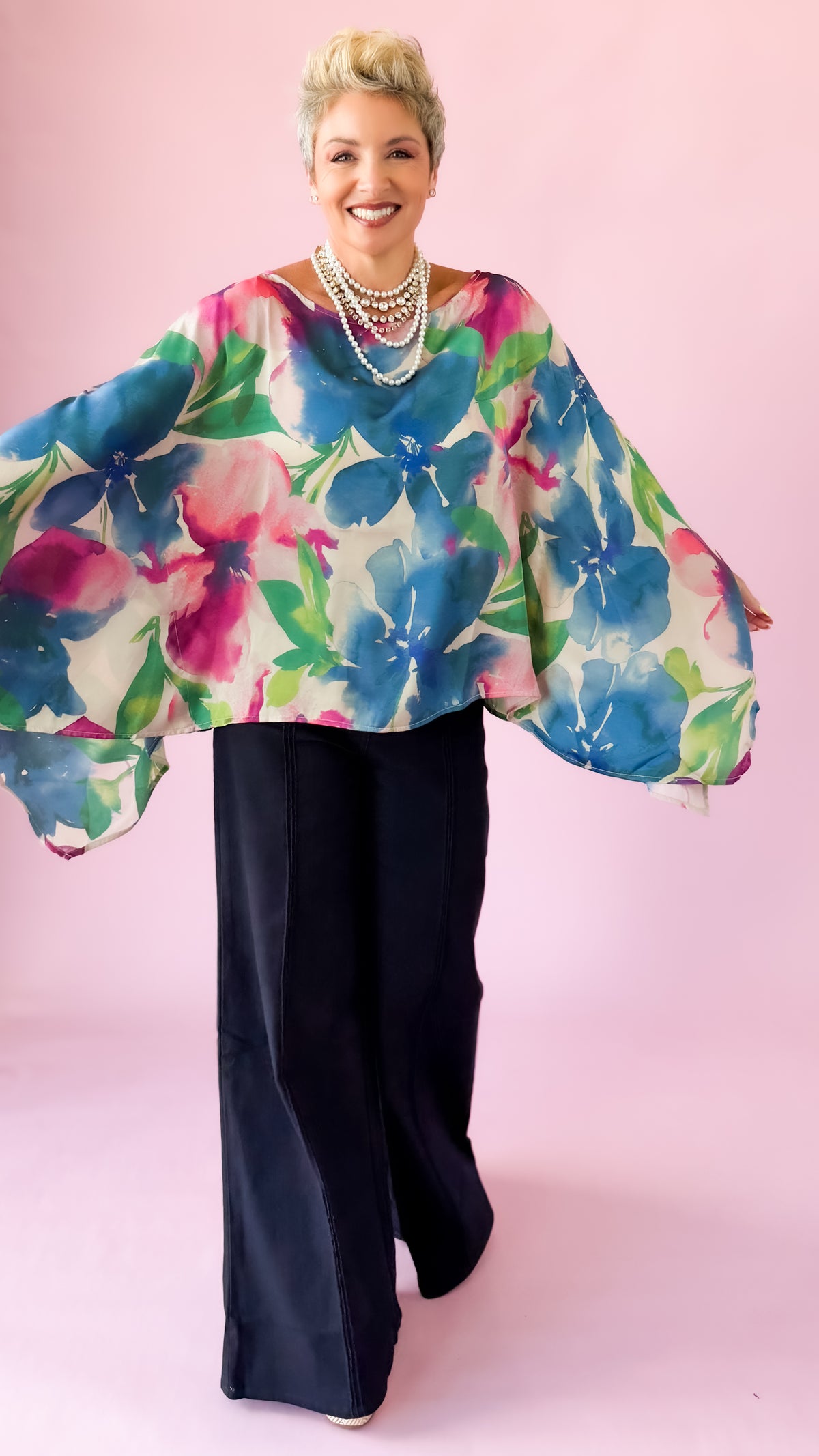 Floral Poncho/Lapis Bloom