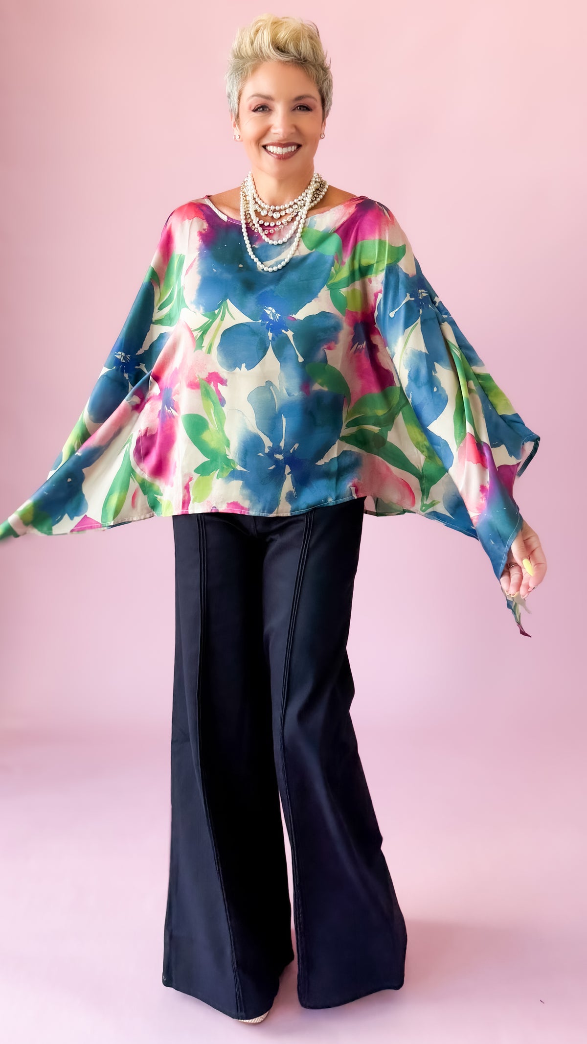 Floral Poncho/Lapis Bloom