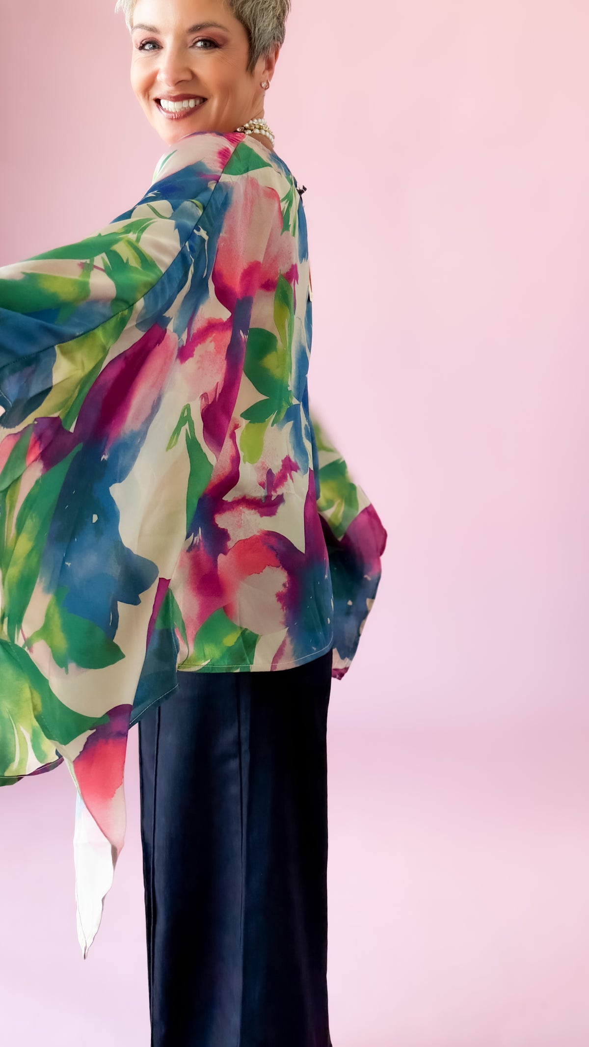 Floral Poncho/Lapis Bloom