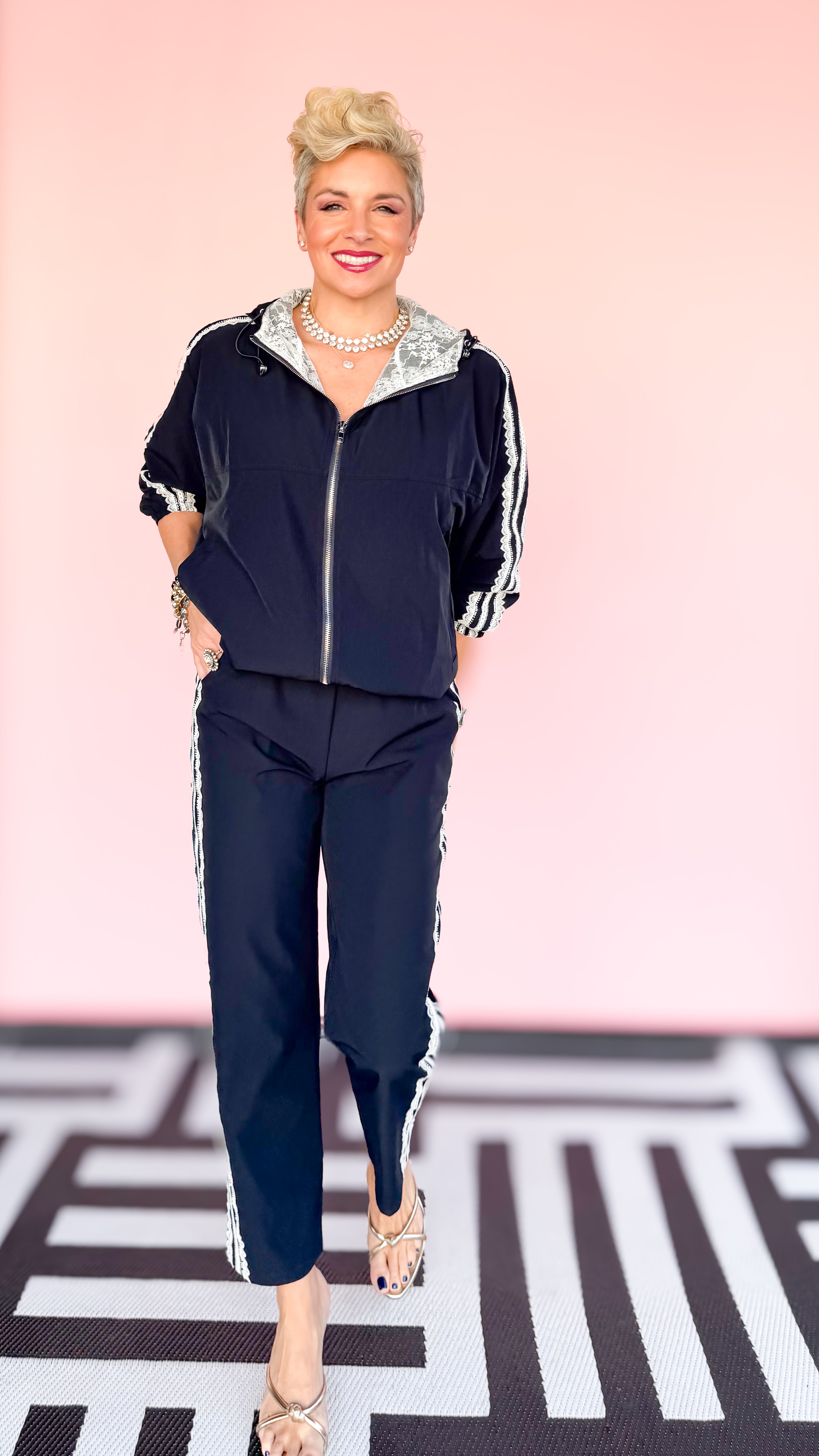 Jameson Lace Track Pants/Navy