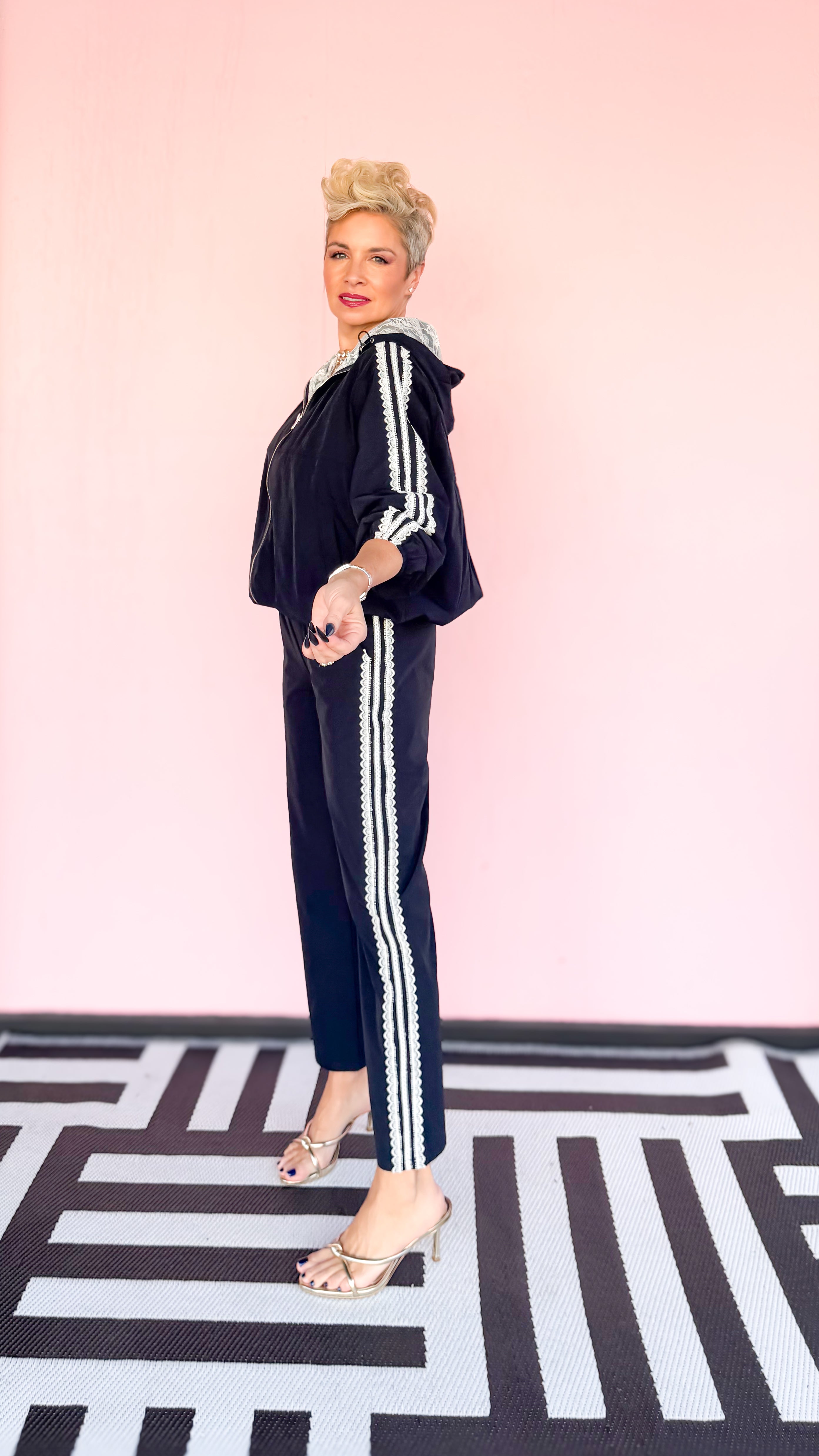 Jameson Lace Track Pants/Navy