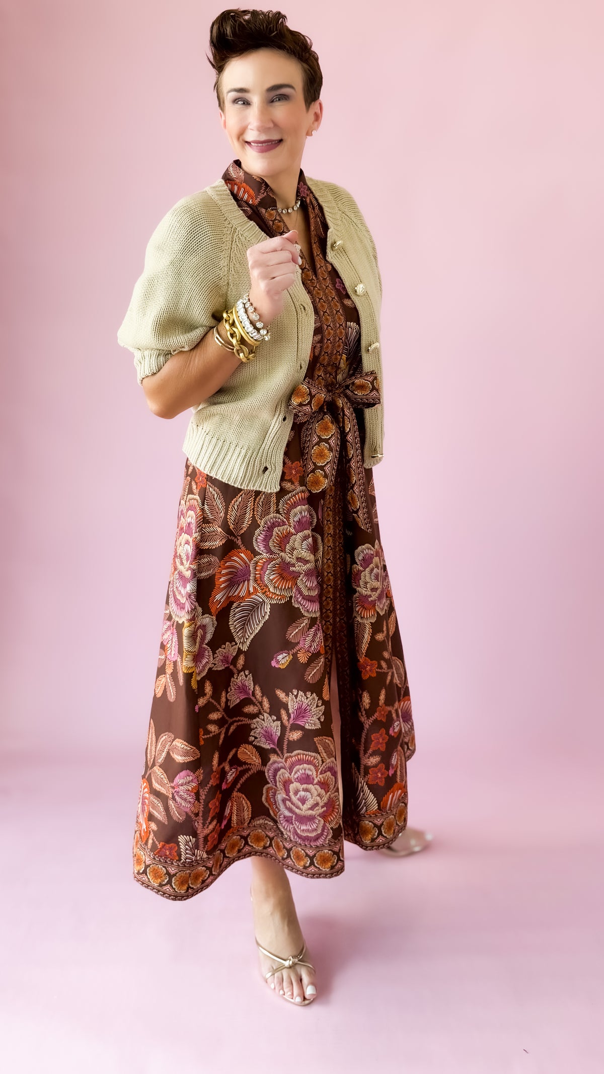 Puff Sleeve Cardigan/Beige