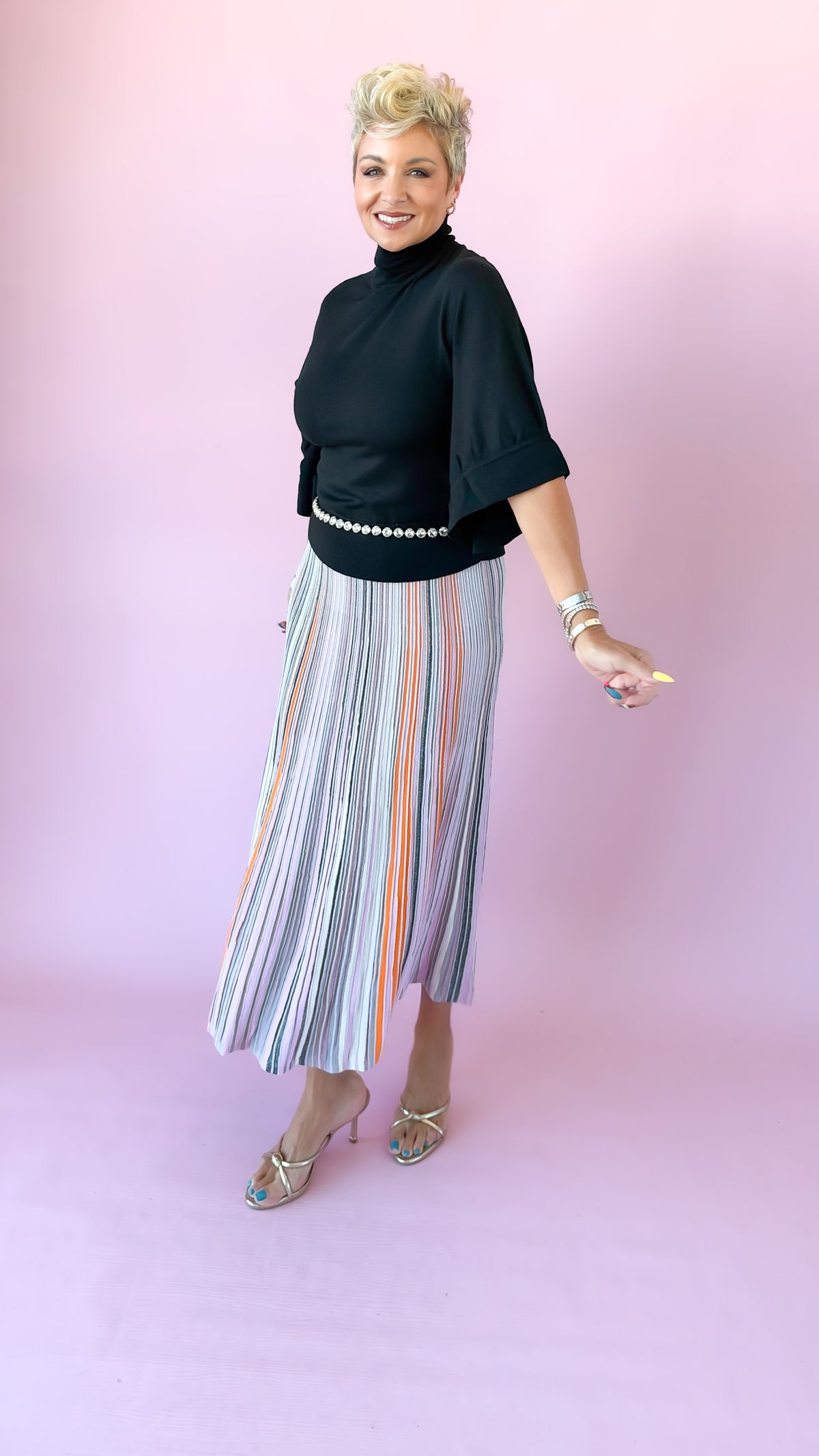 Shimmer Midi Skirt/Lavender/Multi