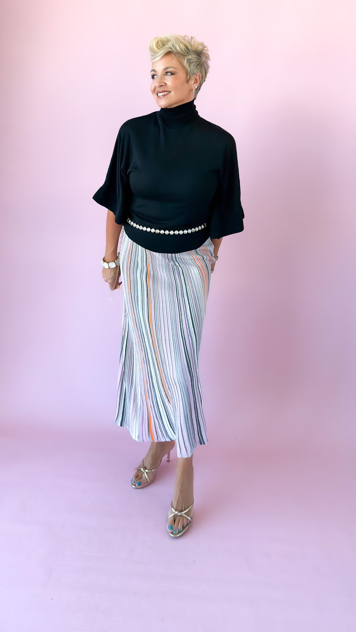 Shimmer Midi Skirt/Lavender/Multi
