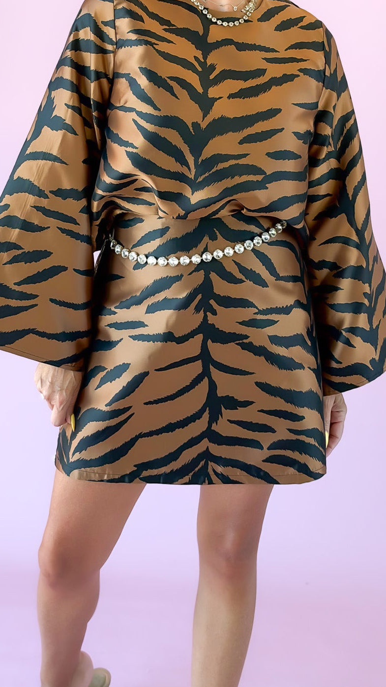 Tiger Mini Skirt/Brown/Black