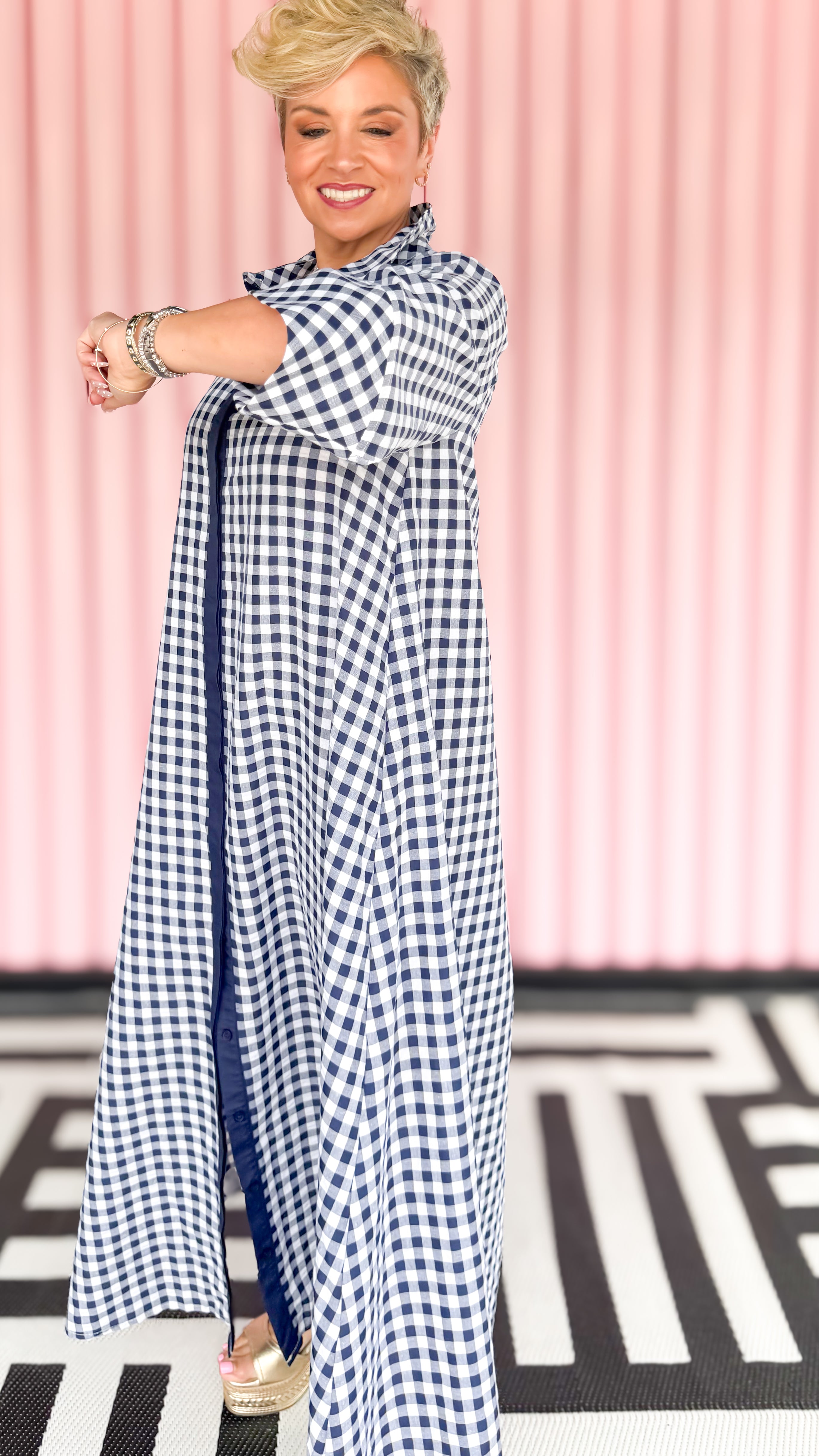 Gloria Gingham Maxi Dress/Navy