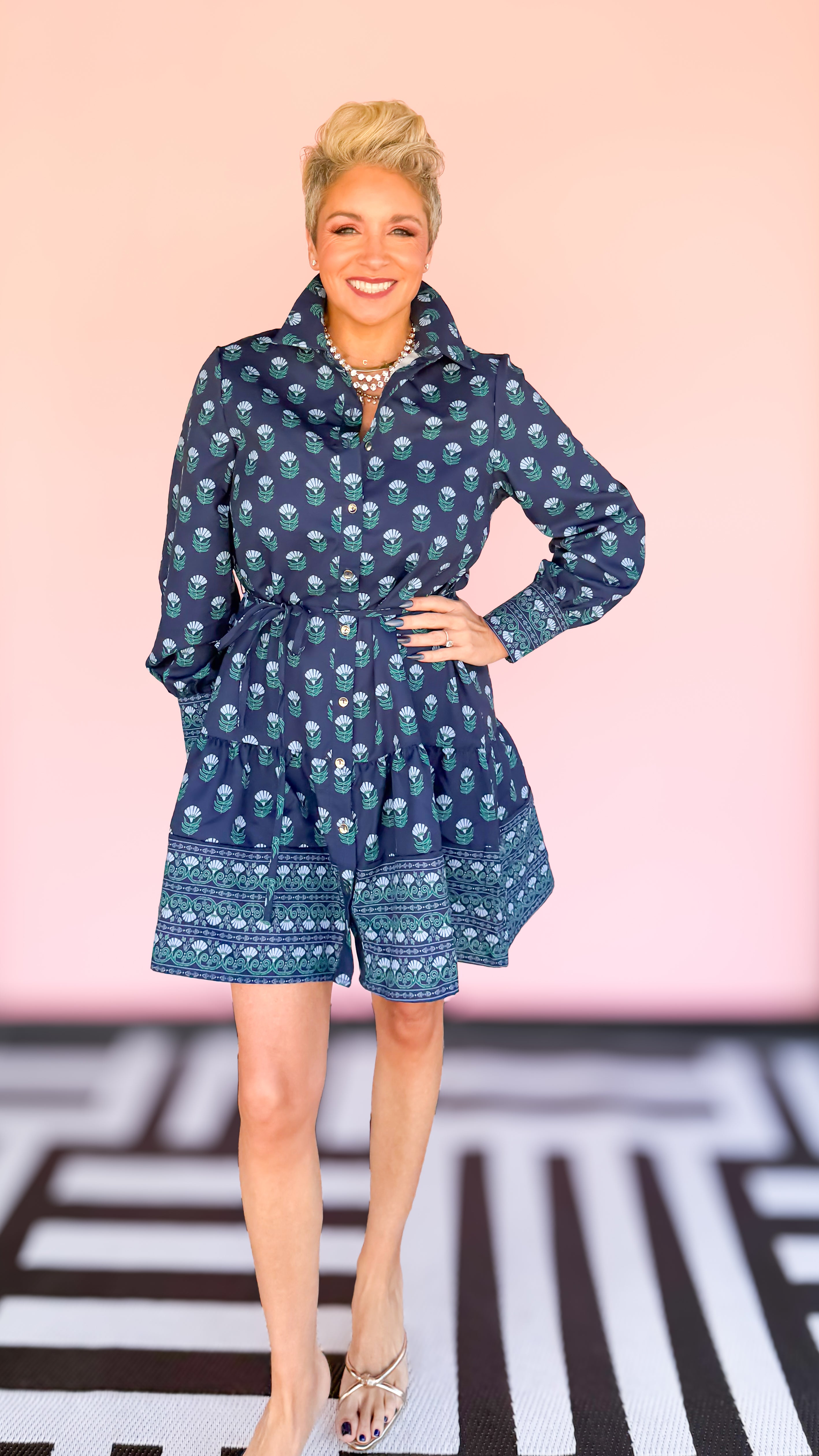 Maya Floral Foulard Mini Dress/Blue