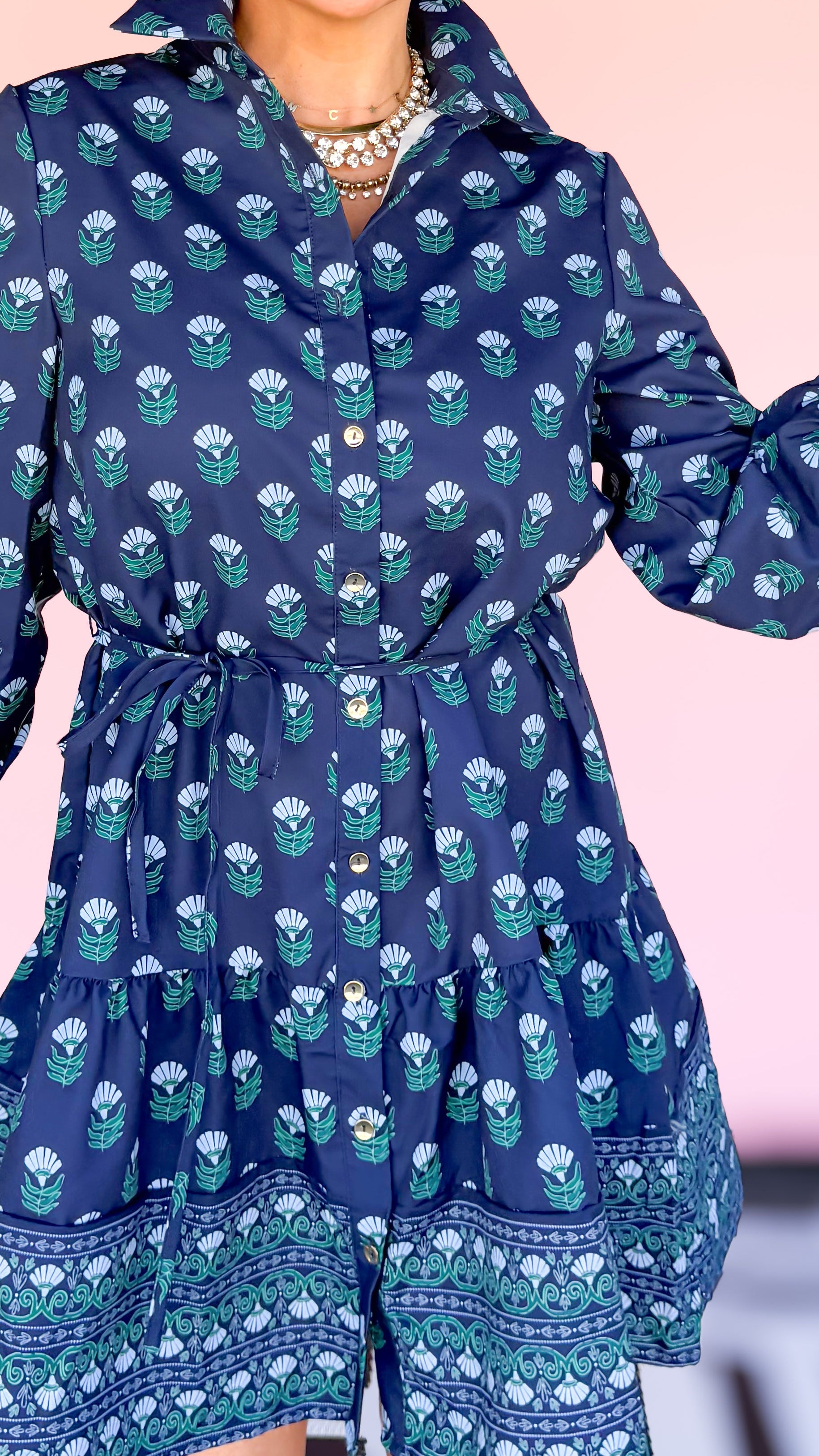 Maya Floral Foulard Mini Dress/Blue