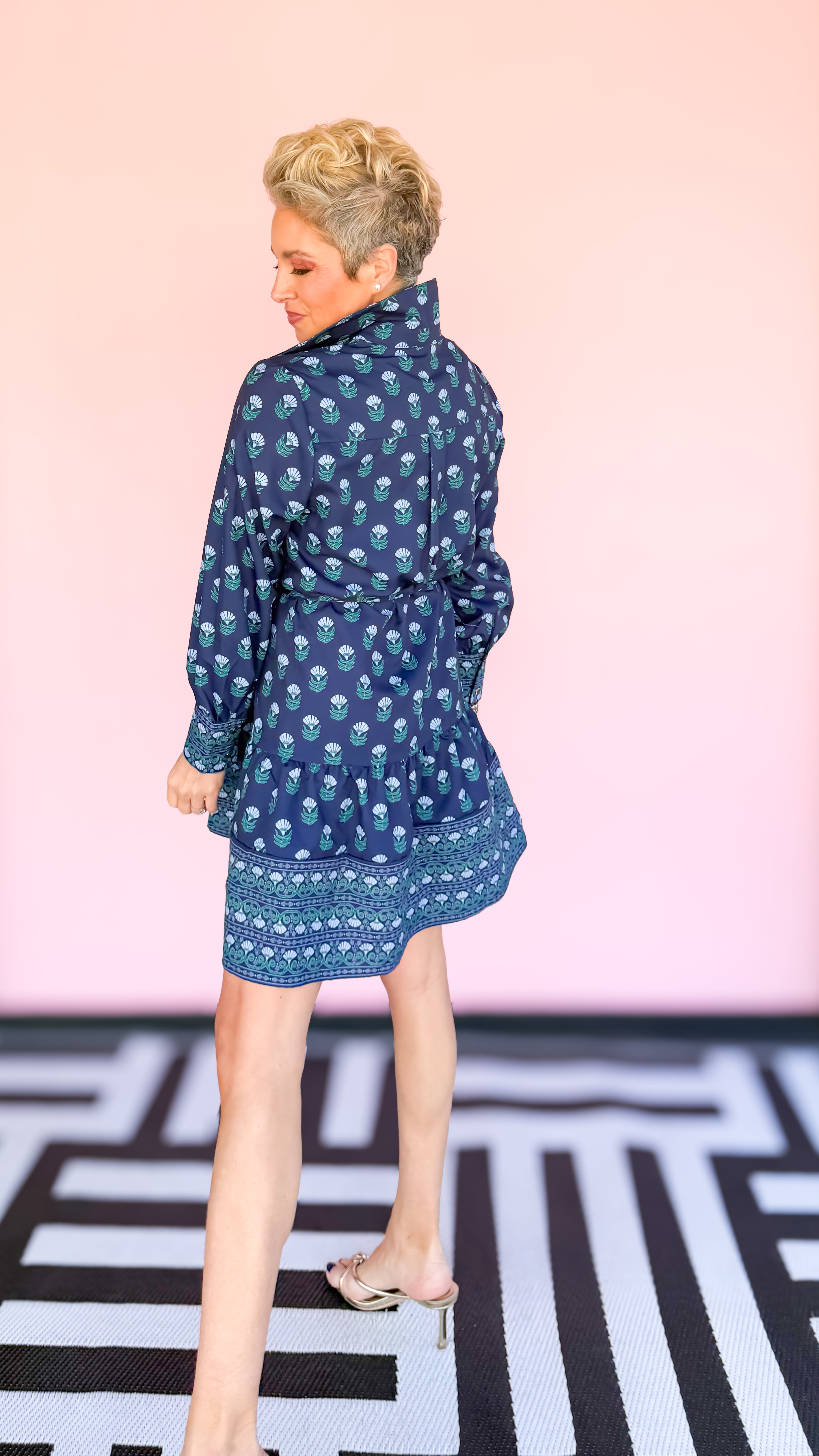 Maya Floral Foulard Mini Dress/Blue