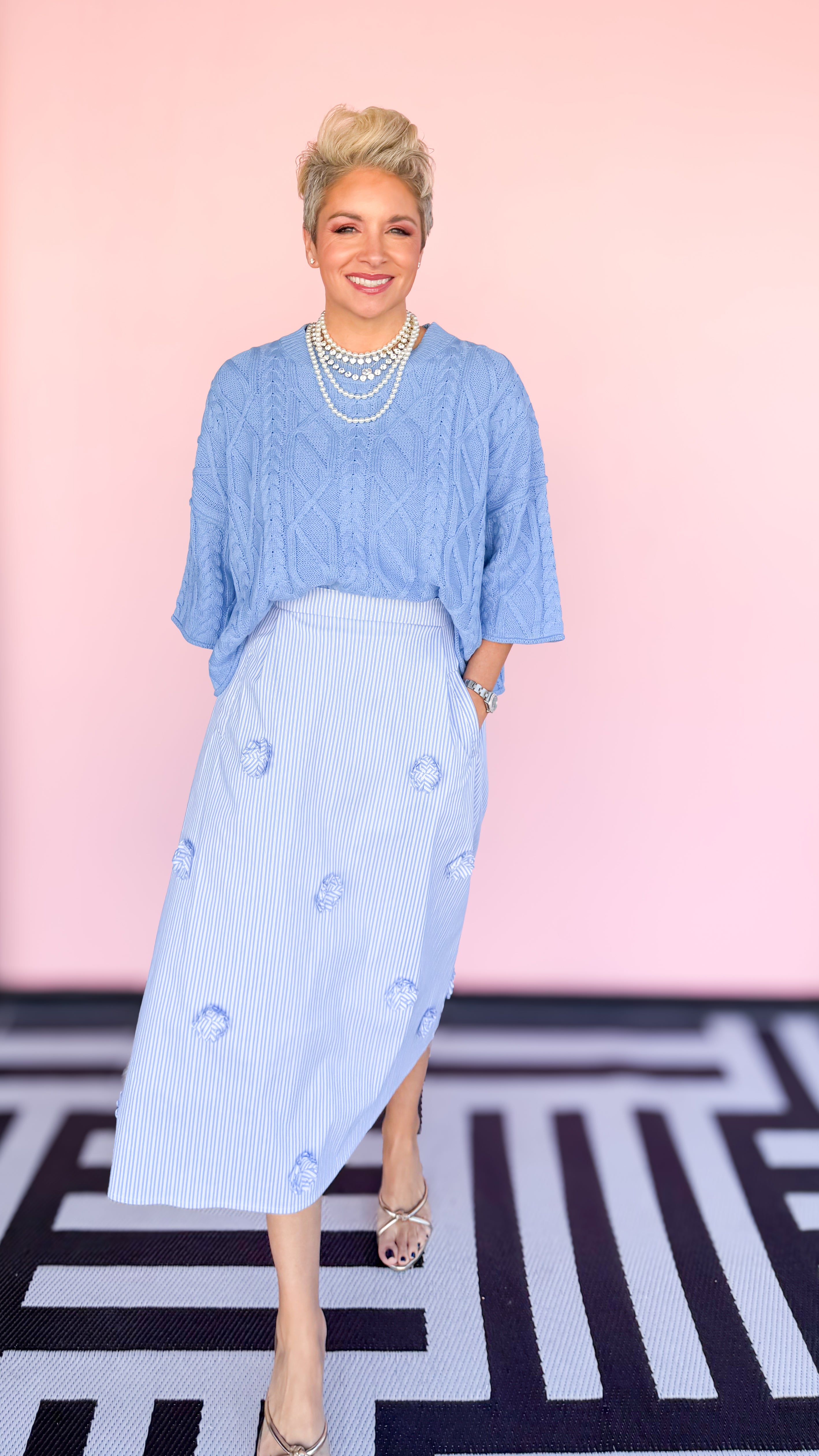 Joora Striped Skirt with Flowers/Blue