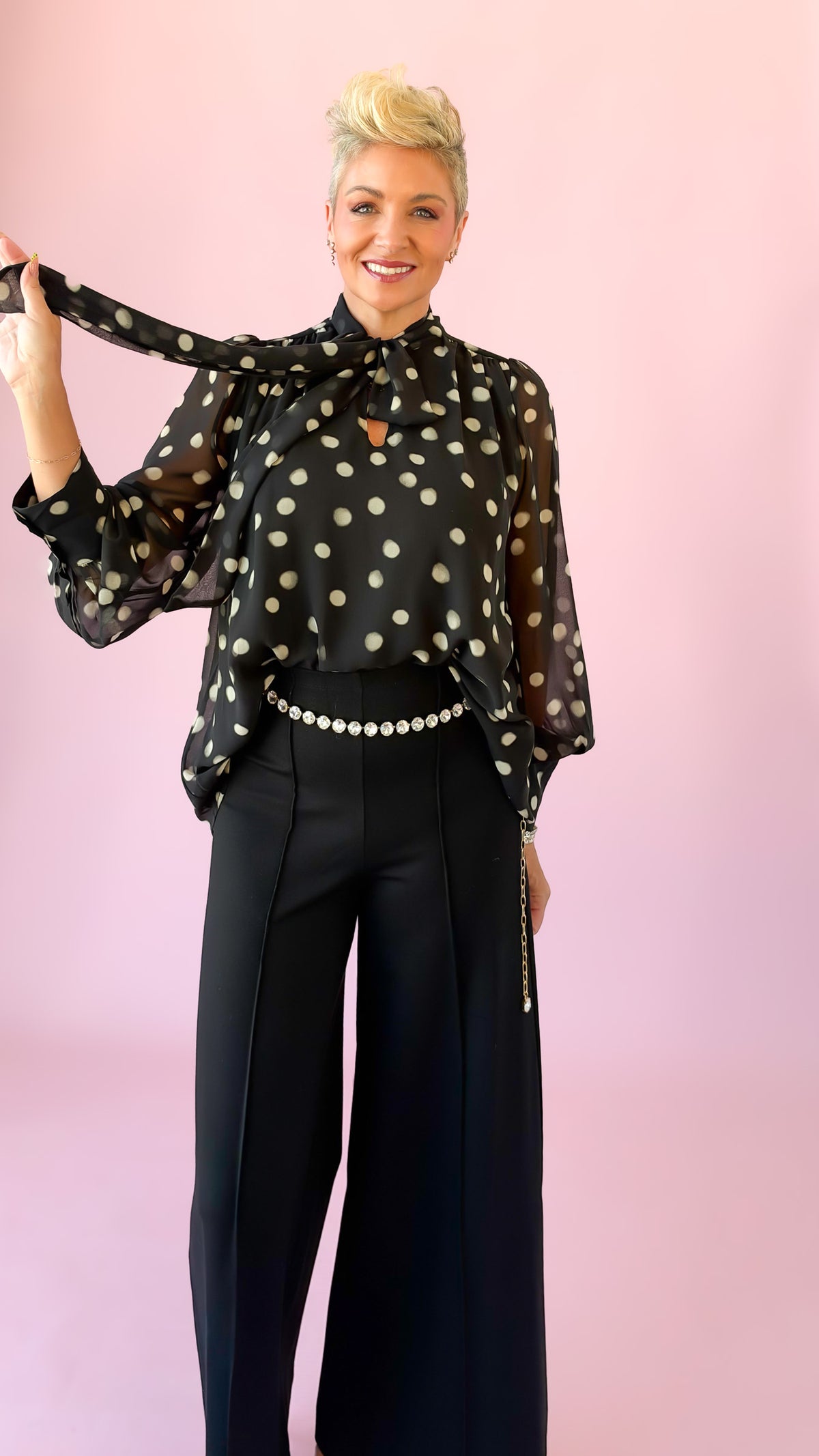 Elenor Polka Dot Blouse/Black